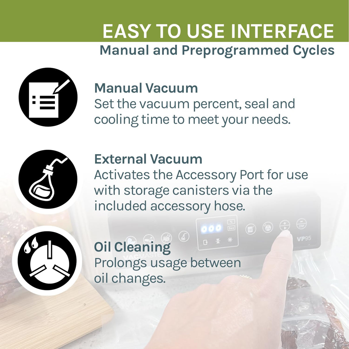 VacMaster VP95 Chamber Vacuum Sealer with Industrial Oil Pump. Great for Portioning, Meal Prep, Restaurants, Catering, Food Trucks, Sous Vide, Home. Great for Dry Goods, Liquids and Marinades. Vacmaster