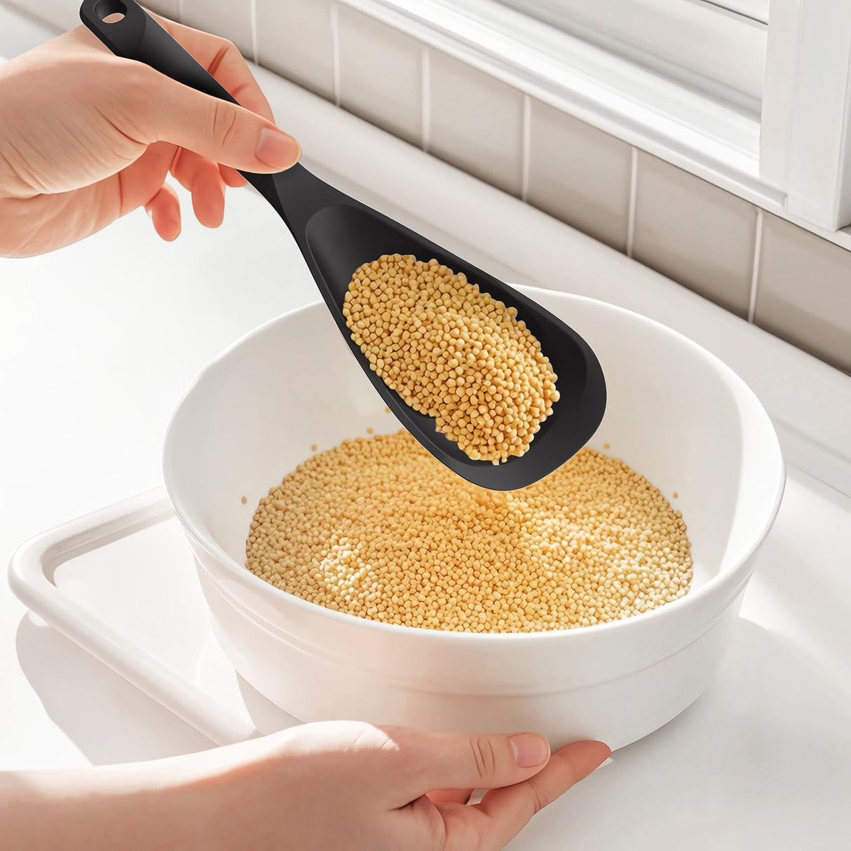 Silicone Cooking Utensils Set - 600°F Heat Resistant, Nonstick Kitchen Utensil Set with Spatulas, Spoons, Whisk, Tongs, BPA Free, Dishwasher Safe, Black USECANO