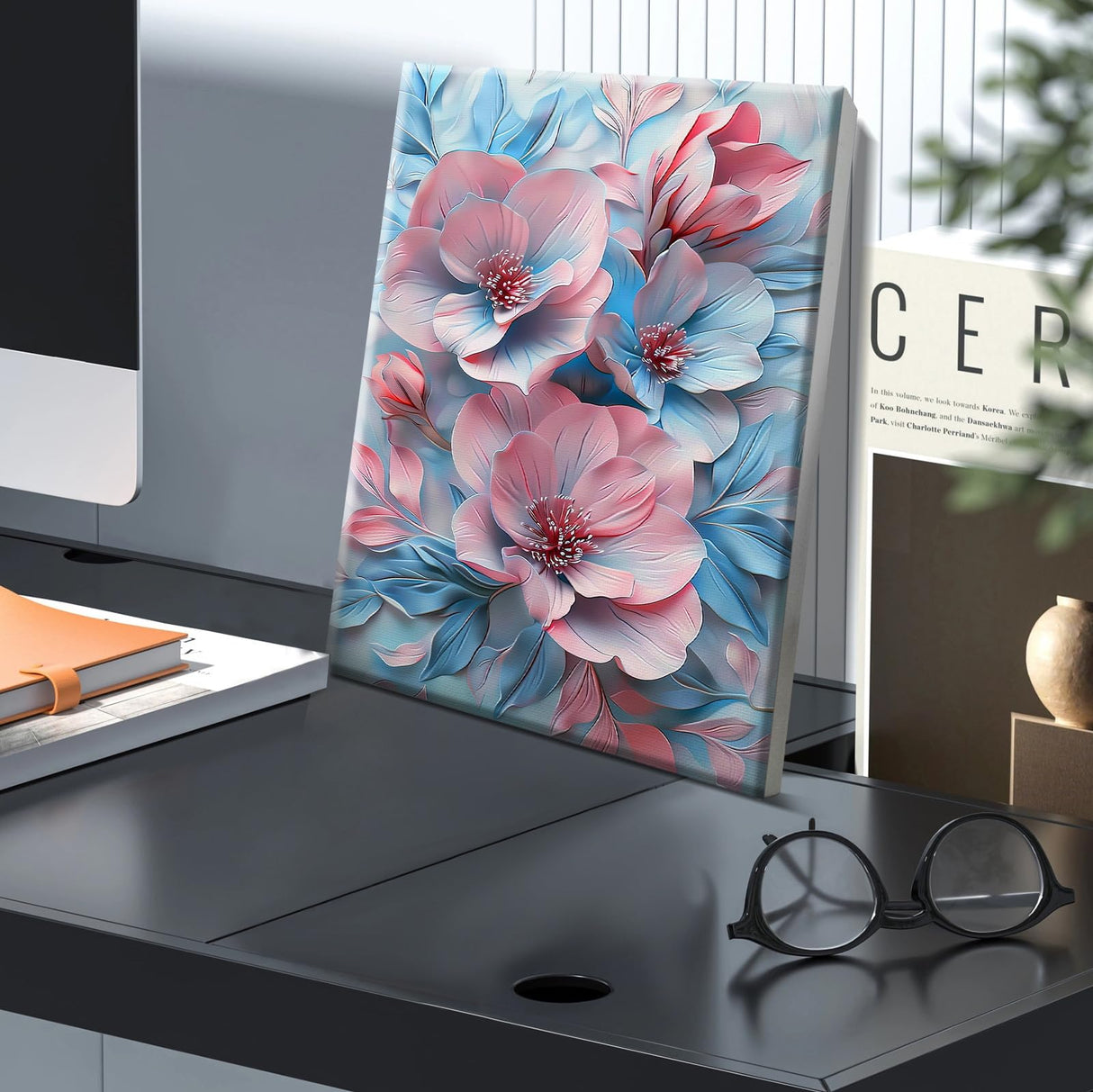 JOOZ Paint by Numbers Kit for Adults with Frame, Flower Paint by Number with Easel, DIY Floral Oil Painting by Numbers, Easy Adult Paint by Number Kits on Canvas for Home Wall Decor 8x12 Inch JOOZ