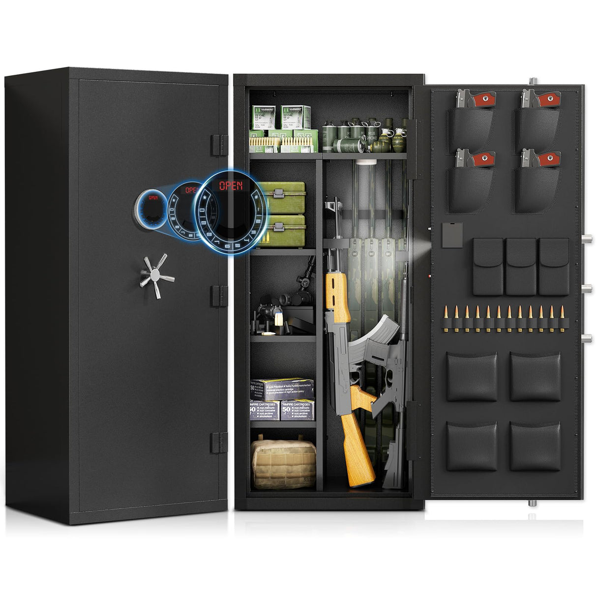 Luzfuego 20-25 Large Gun Safe, 52" Gun Safe for Rifles and Pistols with Mute Function & Dual Alarm, Unassembled Gun Cabinet for Home and Shotguns with LCD Keypad & Gun Rack Luzfuego