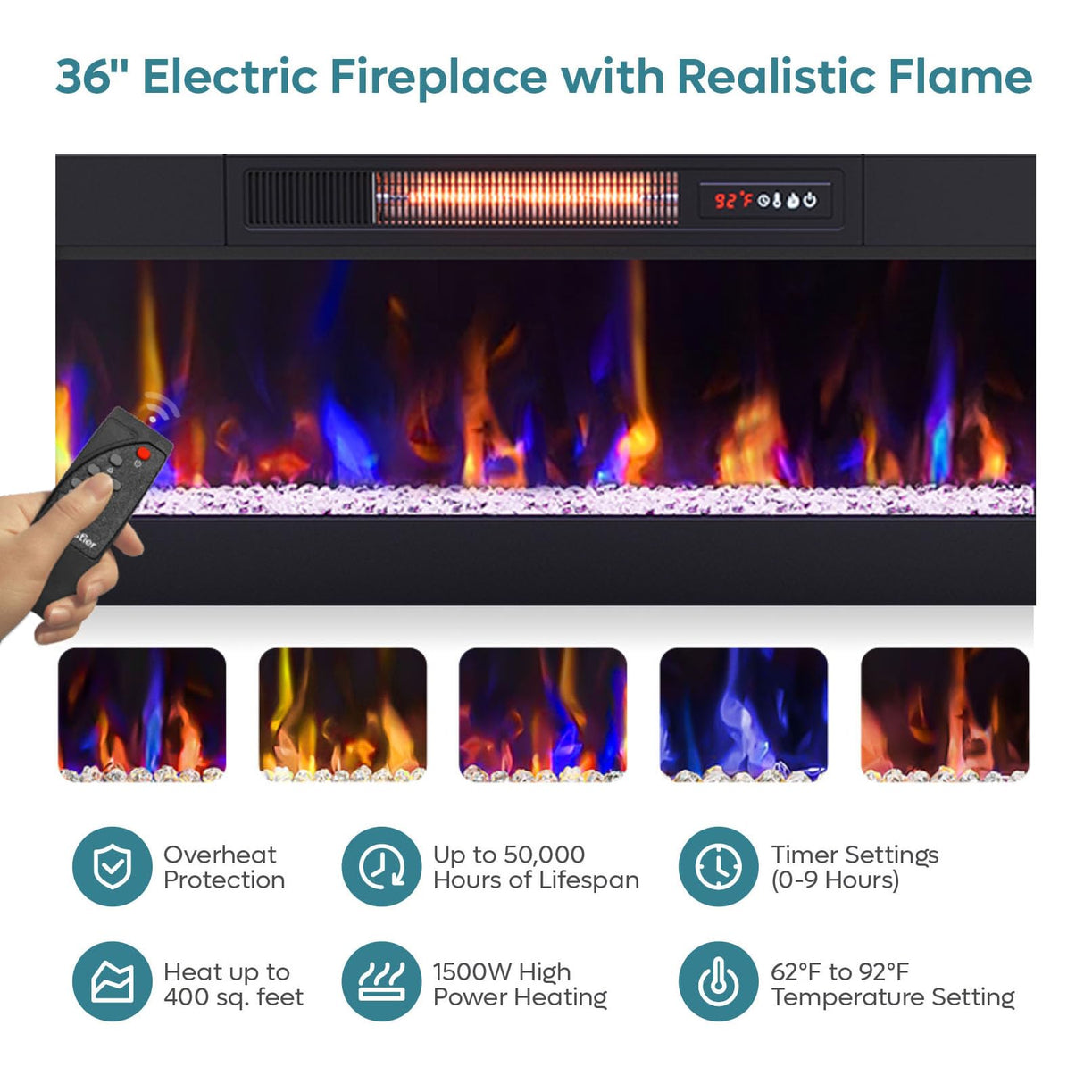 Bestier 70" Fireplace TV Stand for 80" TV with Storage Cabinet, Modern PS5 Entertainment Center with 36" Electric Fireplace, Open Storage Shelve for Living Room Black Marble Bestier