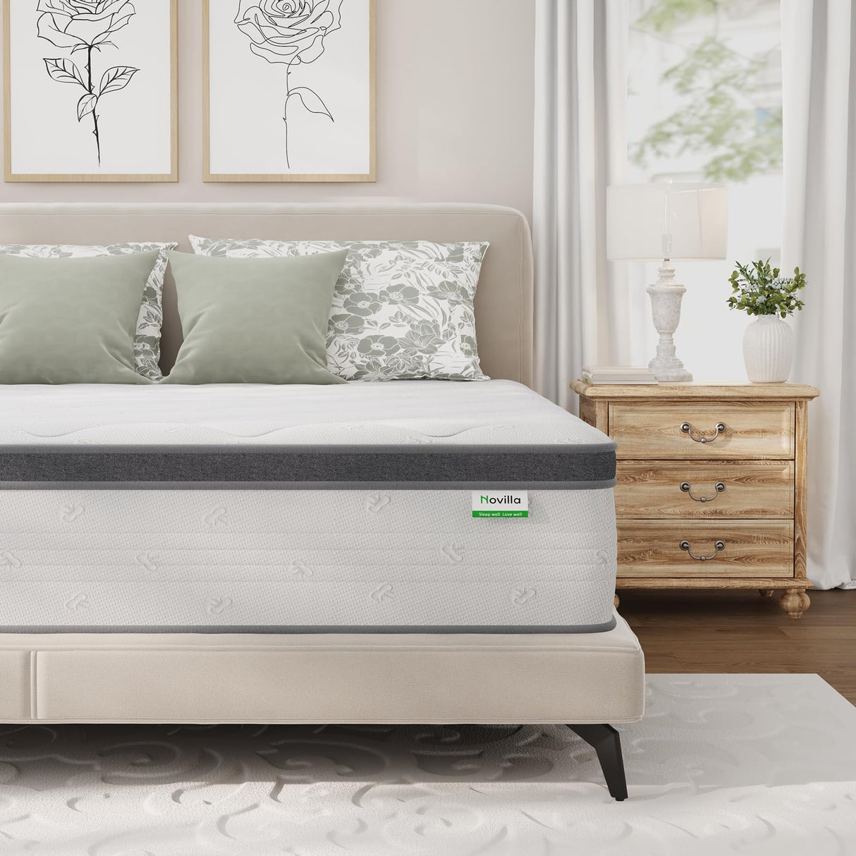 Novilla King Mattress 14 Inch, Hybrid Mattress King in a Box,Foam Innerspring King Mattress for Body Supportive & Pressure Relief, Comfort Pillow Top for Medium Firm Feel Novilla