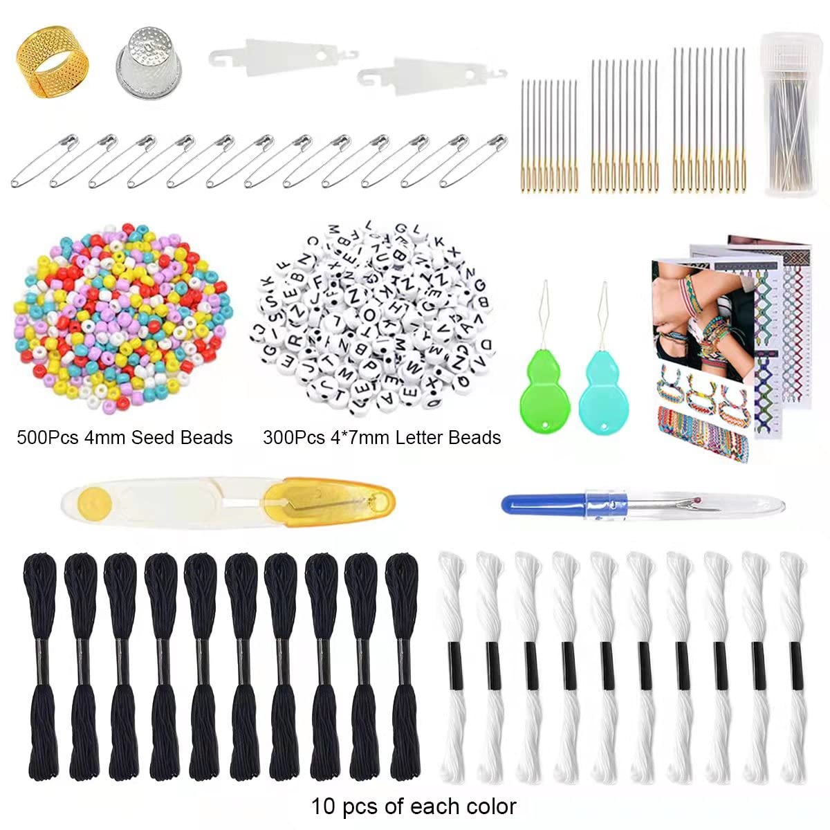 VICOVI Friendship Bracelet String Kits with Organizer Storage Box, 110 Colors Embroidery Floss 52Pcs Cross Stitch Tools-Labeled with Embroidery Thread Numbers for Bobbins Great Production Gift VICOVI