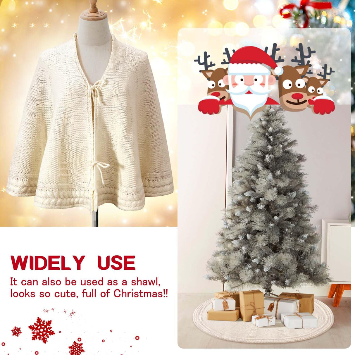 EIMMBD Christmas Tree Skirt, 48 inches Cable Knit Knitted Thick Rustic Christmas Tree Decoration for Xmas Indoor Home Holiday (Cream) EIMMBD