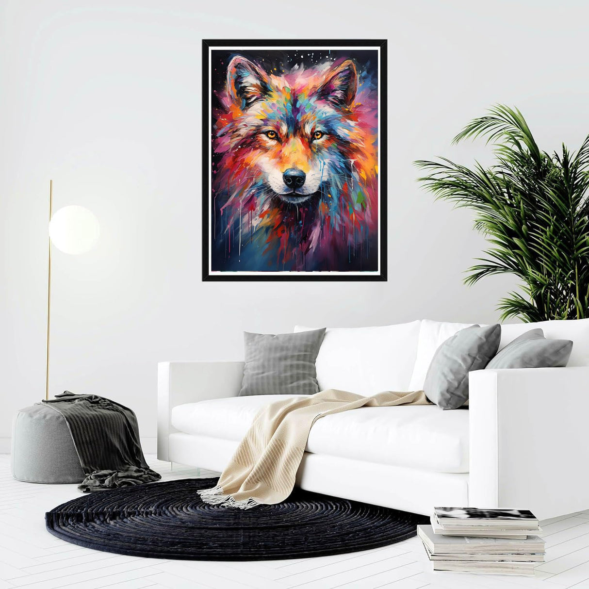 Bimkole Wolf Paint by Number for Adults, DIY Oil Painting Kit on Canvas with Paintbrushes and Acrylic Pigment, Perfect for Paint by Numbers for Adults Beginner, for Home Wall Decor16x20 Inch Bimkole