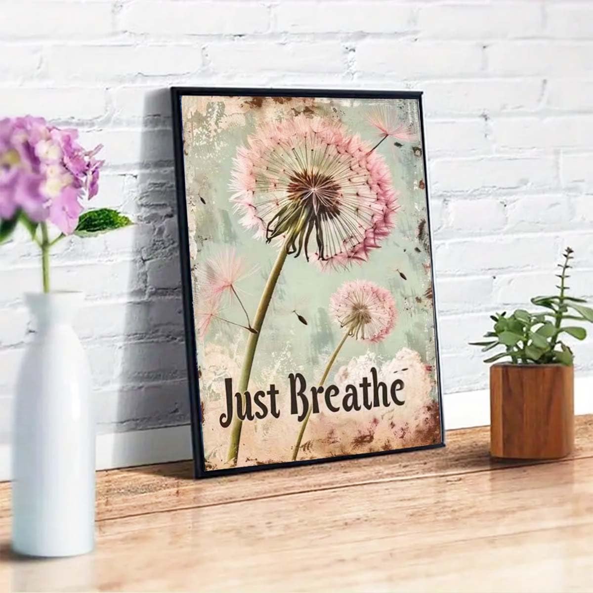 Dandelion 5D Diamond Art Kits for Adults,Just Breathe Diamond Painting Kits for Beginner,DIY Round Full Drill Diamond Dot Painting Gem Art Kits for Adults Home Wall Decor12X16Inch GEMFAMILY