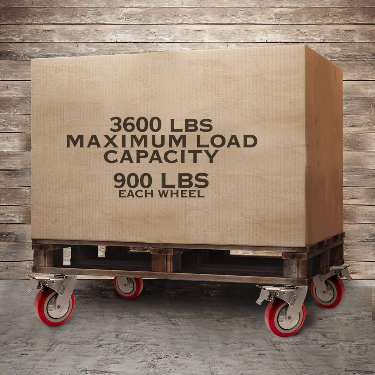 FactorDuty 6" X 2" Heavy Duty Caster Set of 4 Locking Swivel Caster Wheels Polyurethane On Polyolefin Industrial Grade Premium Quality 3600lbs Total Capacity FactorDuty