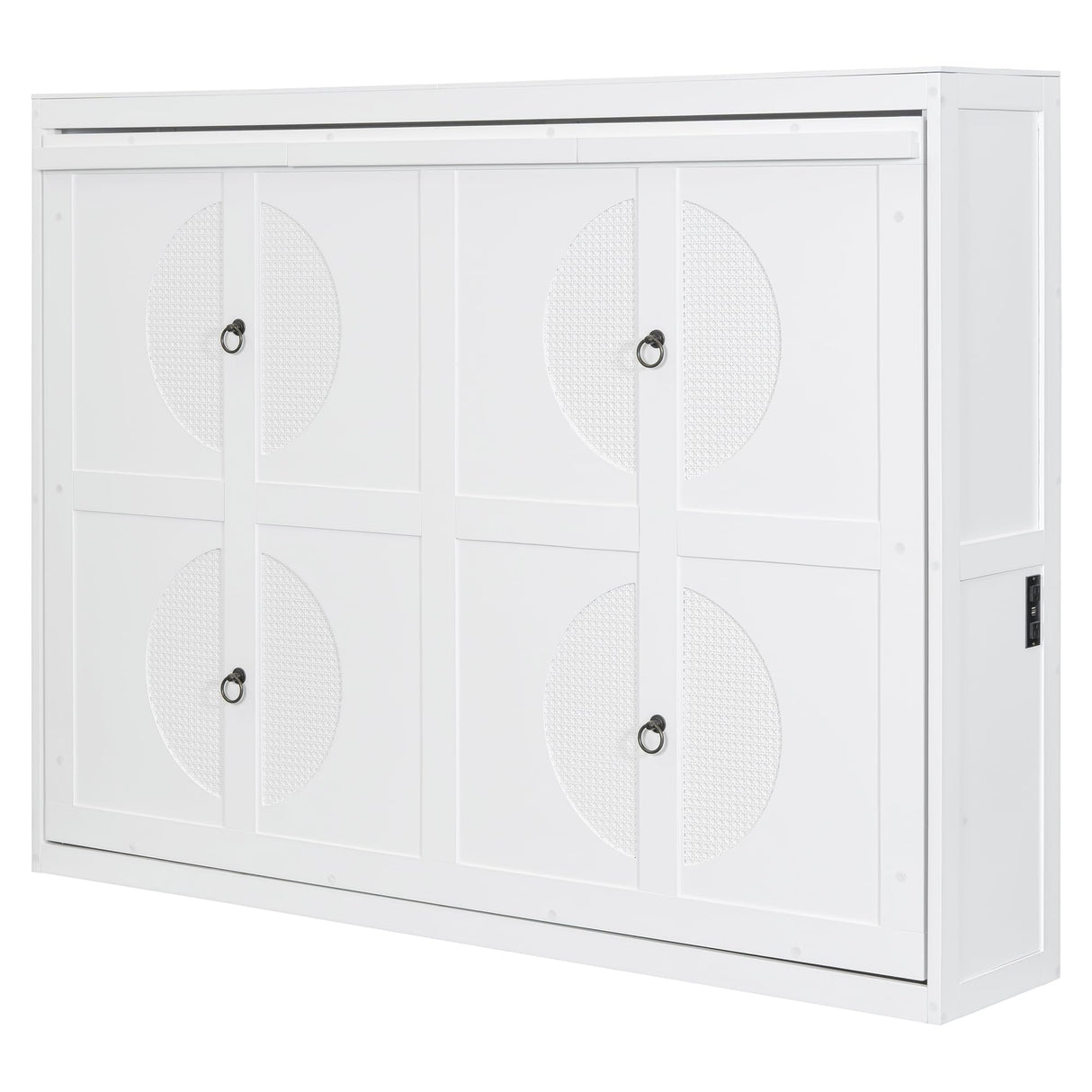 Harper & Bright Designs Full Size Murphy Bed Frame with Charging Station, Wooden Murphy Cabinet Bed, Space-Saving for Living Room, Guest Room, White Harper & Bright Designs