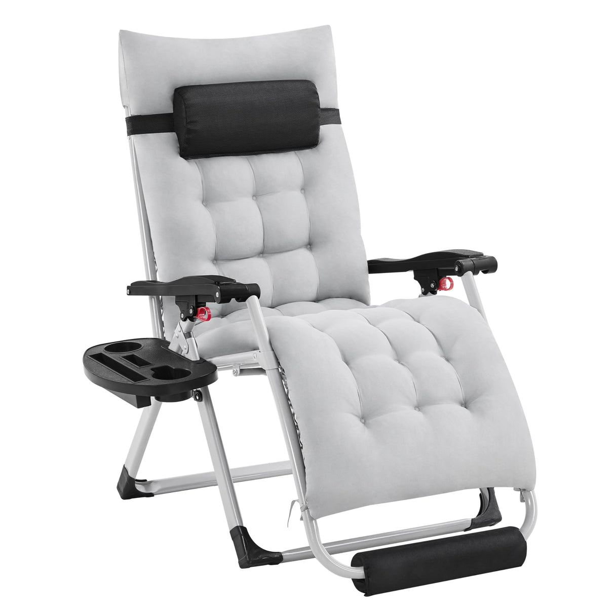 Yaheetech Zero Gravity Chair, Folding Reclining Lounge Recliner with Removable Pad & Headrest & Side Cup Holder Tray for Indoor and Outdoor Gray/1 Yaheetech
