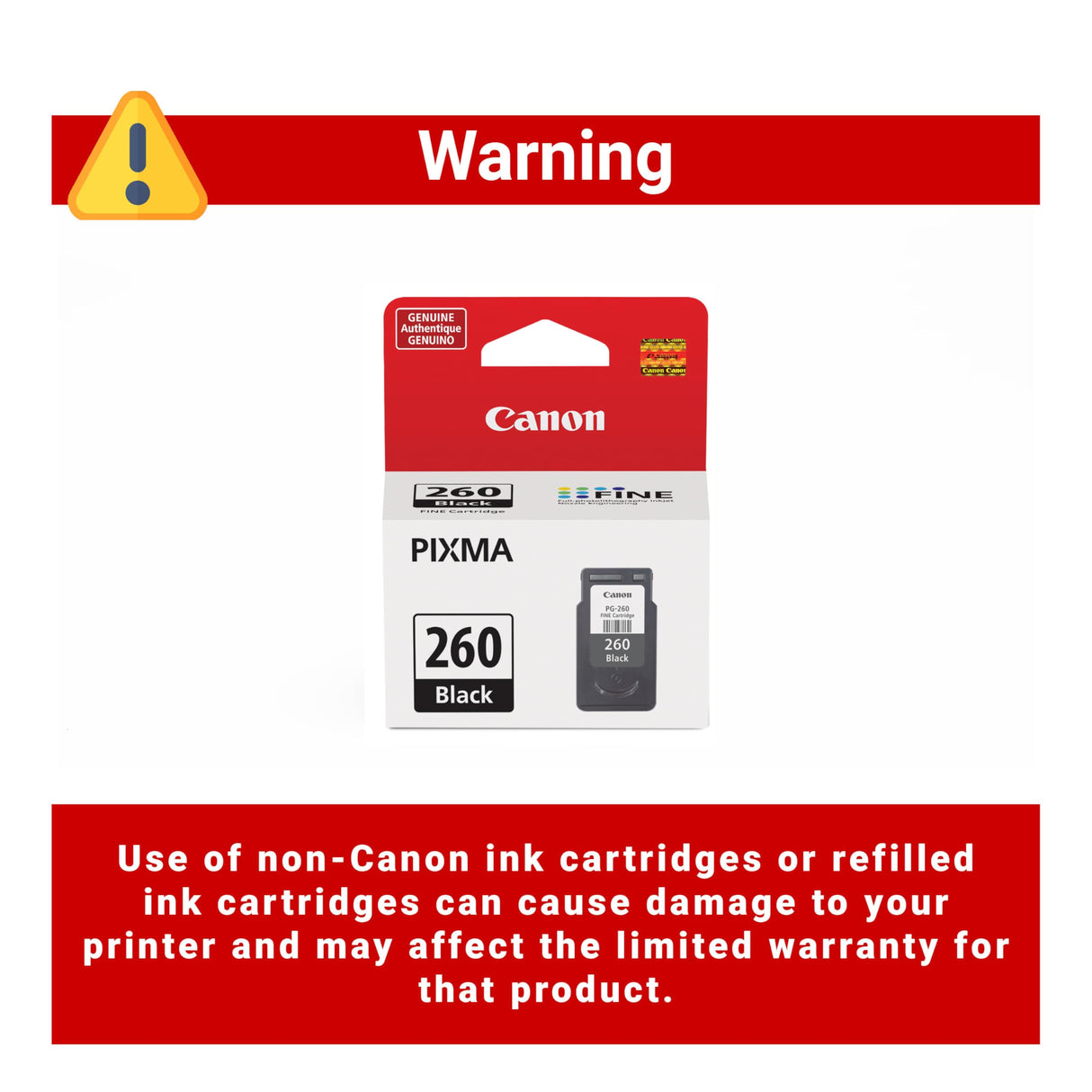 Canon PG-260 Genuine Black Ink Cartridge, Compatible with TS5320/6420/6420a,TR7020/7020a Canon