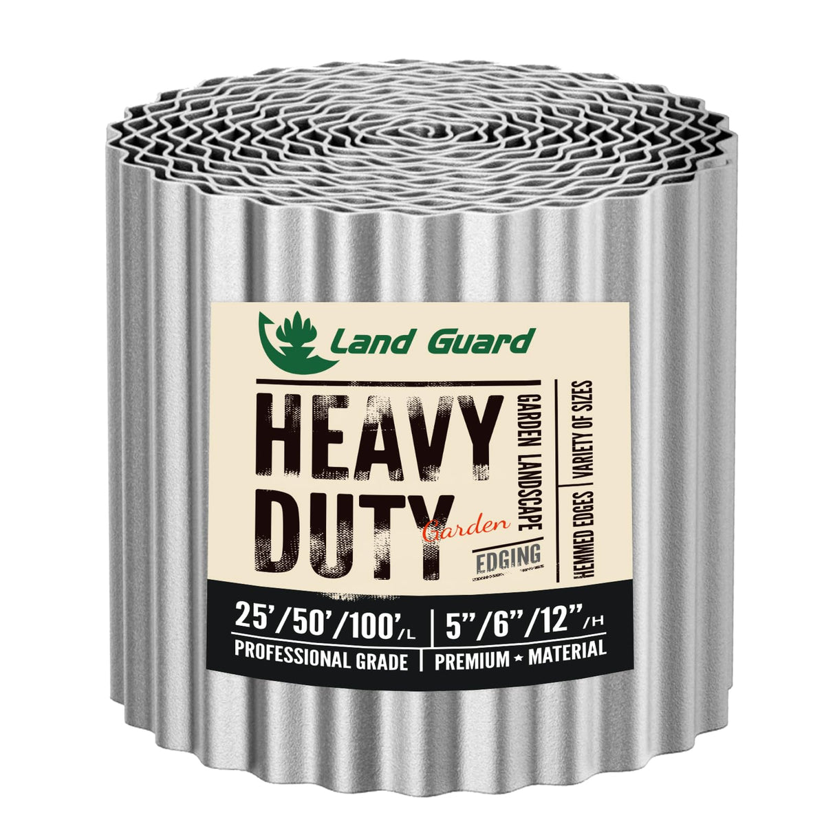 Land Guard Corrugated Garden Edging Border,6" x 50' Landscape Paver Edging, Tall Landscape Edging, Fence for Garden, Flower Bed, Lawn and Landscape Edging (Silver) Land Guard