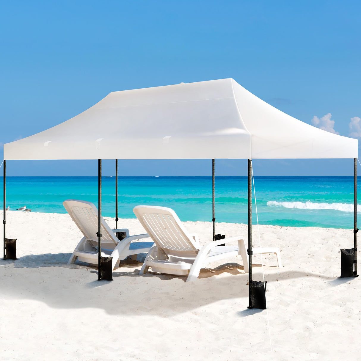 Yaheetech Heavy Duty Pop Up Canopy Tent, 10x20 Commercial Instant Shelter Tent for Wedding, Parties, Adjustable Outdoor Canopy with Wheeled Carry Bag, 6 Sandbags & 10 Stakes, White Yaheetech