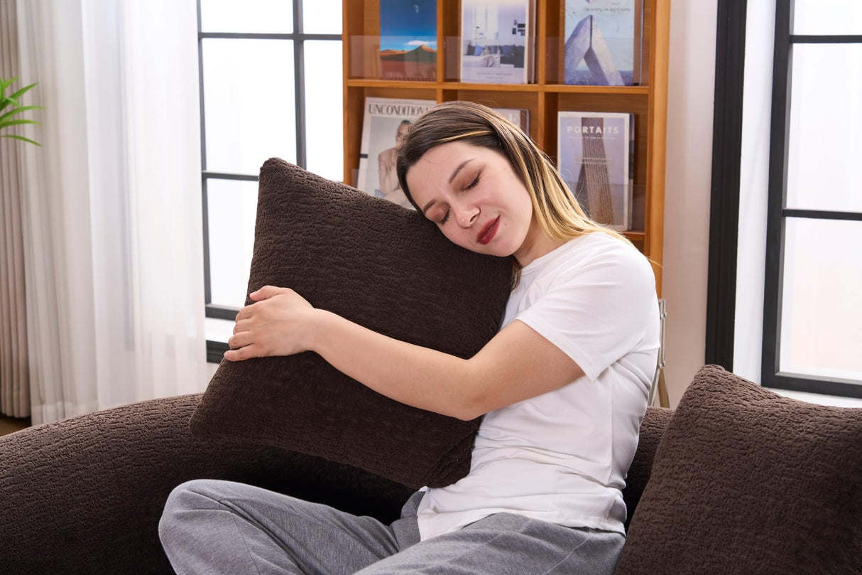 KEIKI S-Curved Loveseat Chenille Couches with 2 Pillows, Upholstered Luxury Plush Cloud Sectional Sofa for Living Room Apartment, Full Sponge Compression KEIKI