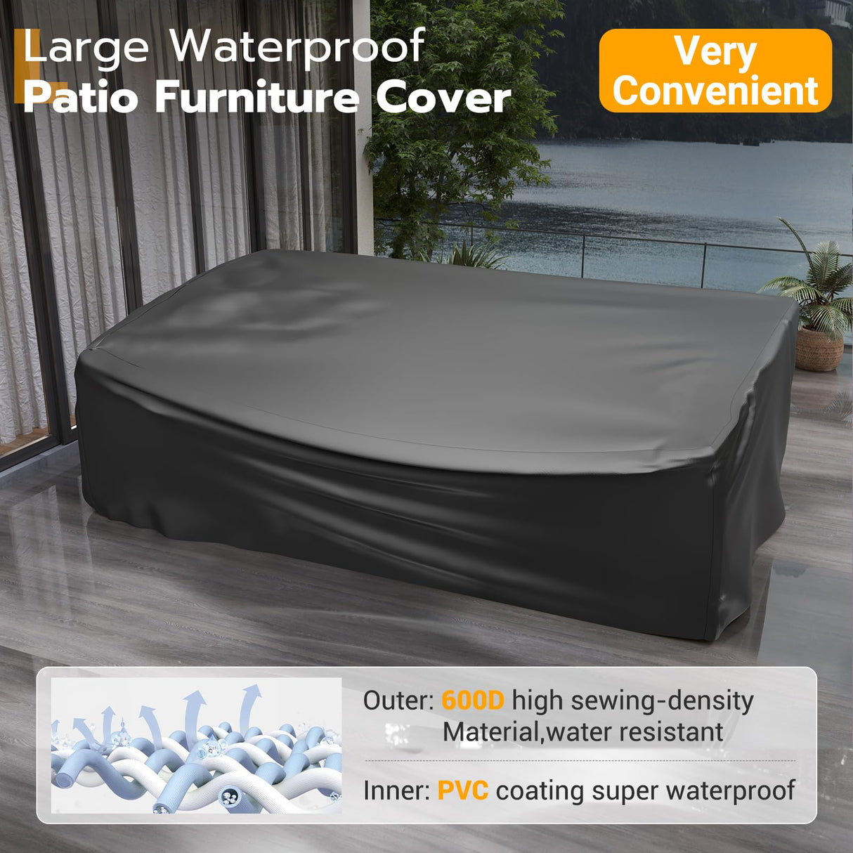 UDPATIO Patio Furniture Set, 7 Piece Outdoor Sectional Sofa, Modular Wicker Outdoor Furniture Conversation Sets with Waterproof Cover for Backyard Deck(Brown/Navy Blue) UDPATIO