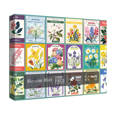 Flower Puzzles for Adults 1000 Piece, Vintage Collage Jigsaw Puzzles, Retro Houseplant Seed Puzzle for Stamp Lovers