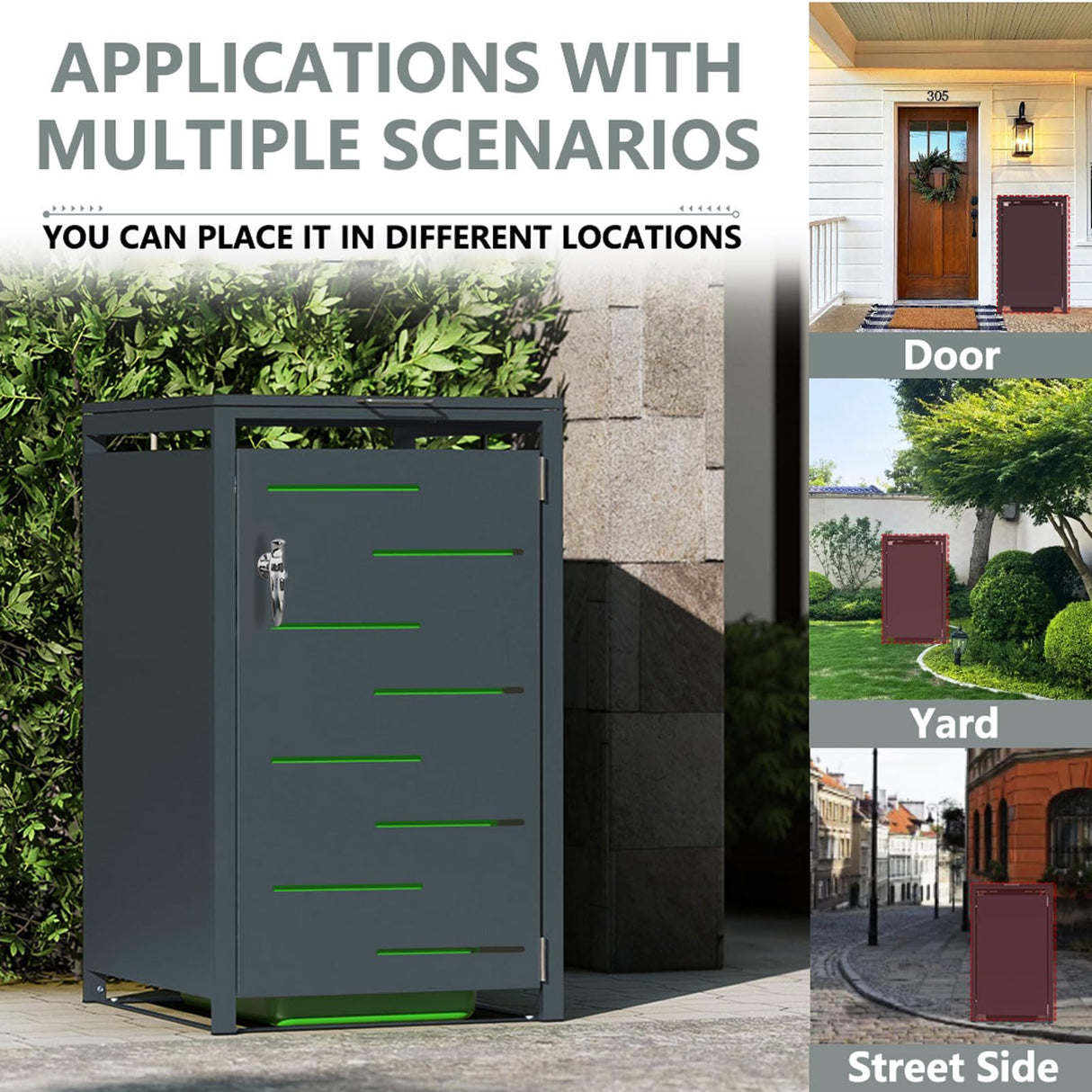 Outdoor Trash Can Storage Shed,Wheelie Bin Hideaways,Wheelie Bin Box 2 x 240L Made of Solid Steel,Weatherproof and Powder-Coated with Automatic Lid, Lockable,Perfect for Garden,Backyard (2, Black) Anxeit