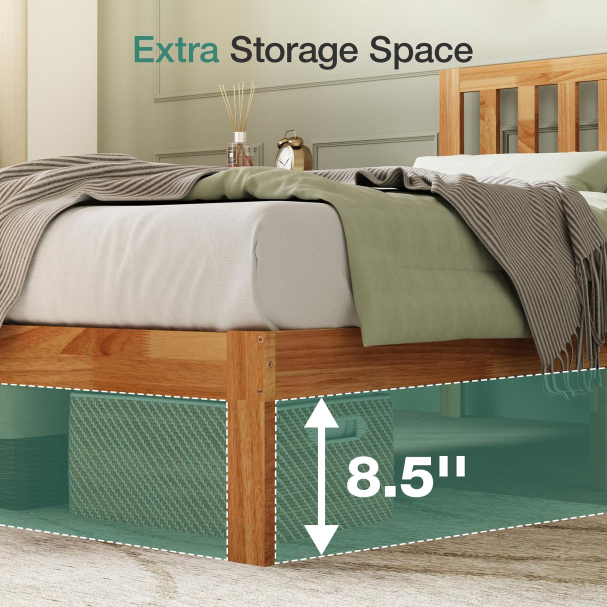 Novilla Twin Bed Frame Wood Twin Platform Bed Frame with 8.5 Inch Space Underneath, Bed Frame Twin with Headboard Solid Wood Bed Frame Foundation No Box Spring Needed, Easy Assembly Novilla