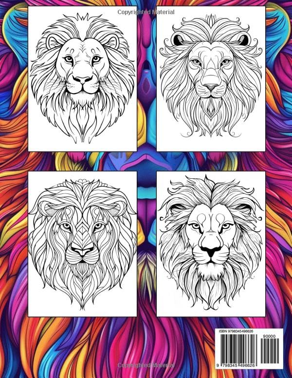 Lion Coloring Book: An Adults Beautiful Illustrations Of Lions Majosta