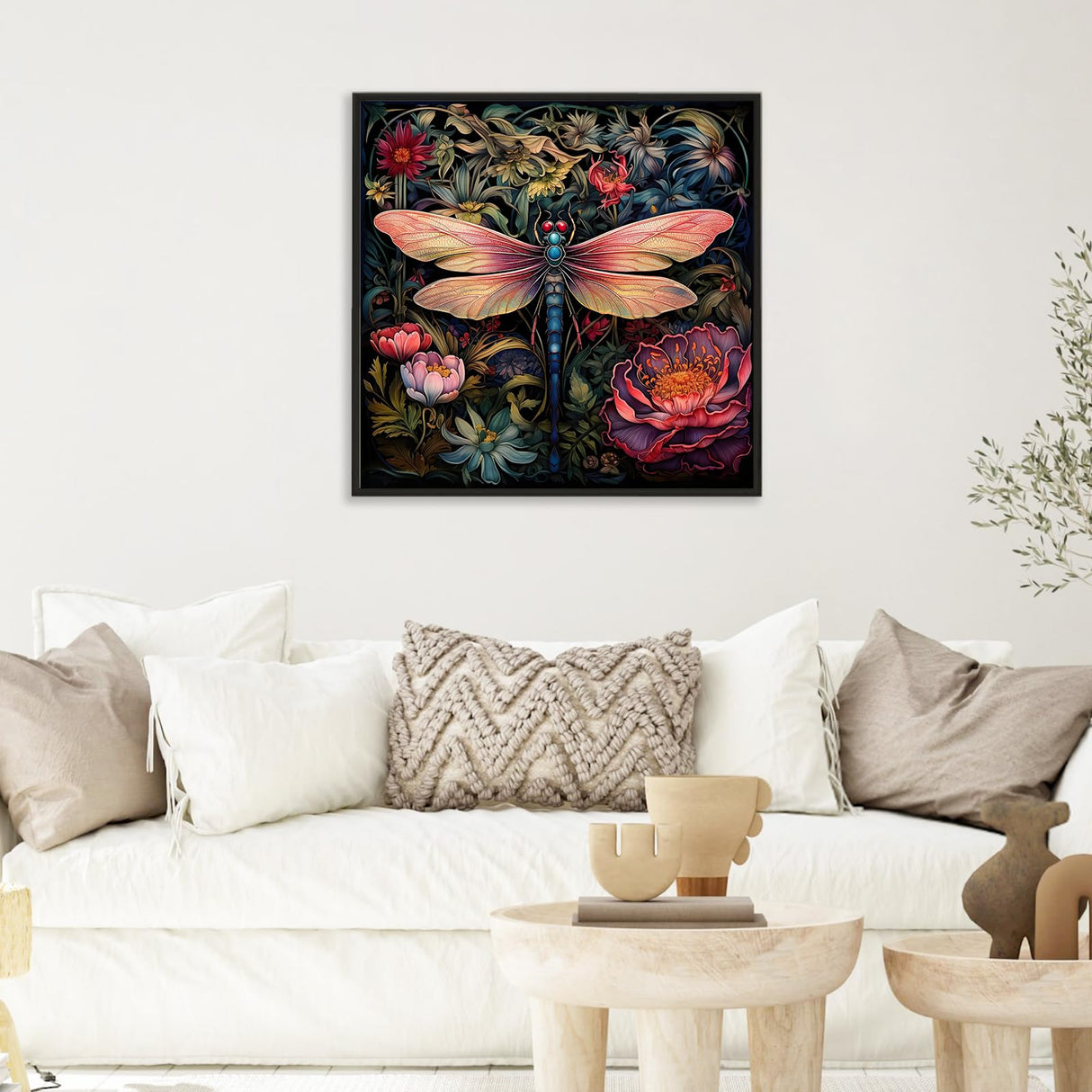 Camocin Paint by Numbers Kit for Adults - Dragonfly Adult Paint by Number Kits on Canvas Without Frame for Beginner, Flowers Oil Painting by Numbers Kit for Gift Home Wall Decor 16x16 Inch Camocin