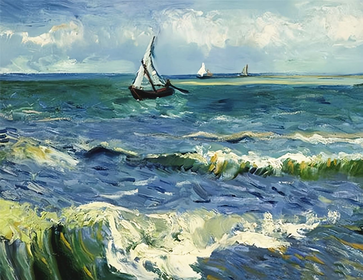 NIHO-JIUMA Diamond Painting Kits Van Gogh Seascape, DIY 5D Full Drill Diamond Art Gift for Adults/Teen, Home Decoration (40x50cm/16x20inches) NIHO-JIUMA