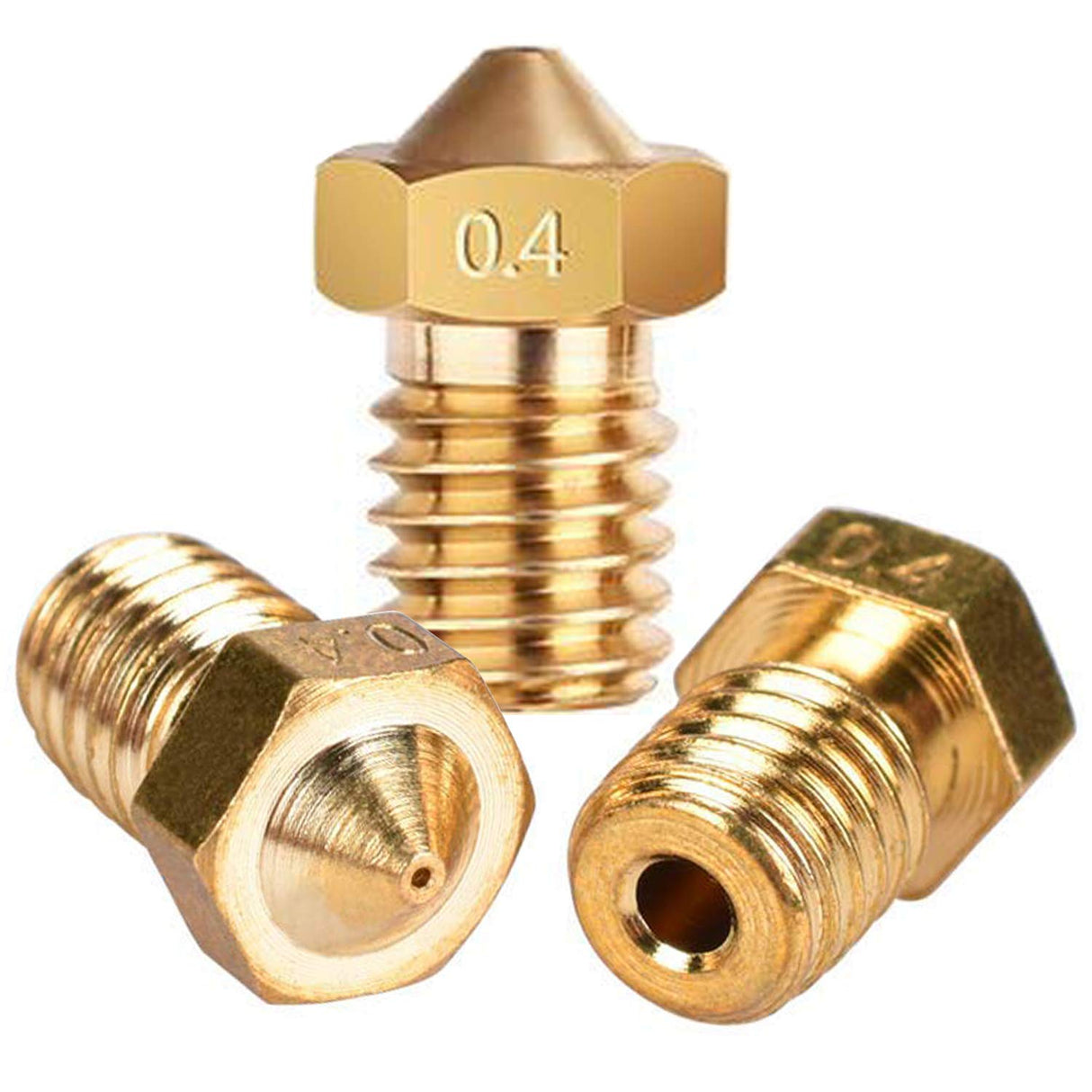 E3D Nozzles, ExcelFu M6 0.4mm Brass Nozzle Extruder Print Head for 1.75mm Filament E3D V5-V6 3D Printer, Pack of 20 EXCELFU