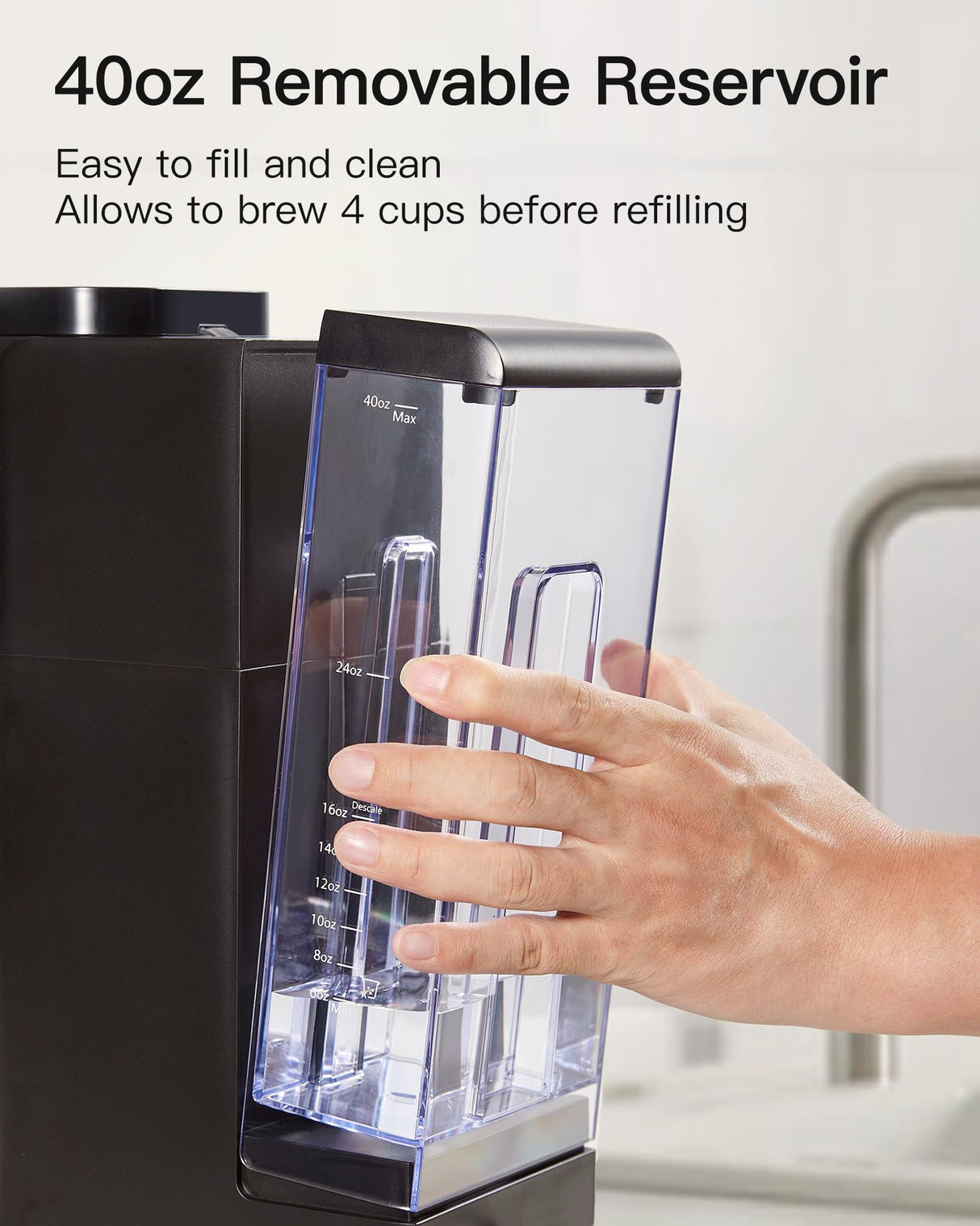 Tastyle Single Serve Hot & Iced Coffee Maker with Strong Brew, 40oz Removable Reservoir, 6 Brew Sizes, Compatible with K Cup and Grounds, Compact for Home, Office, RV and Dorm, Black (2.0 Version) Tastyle