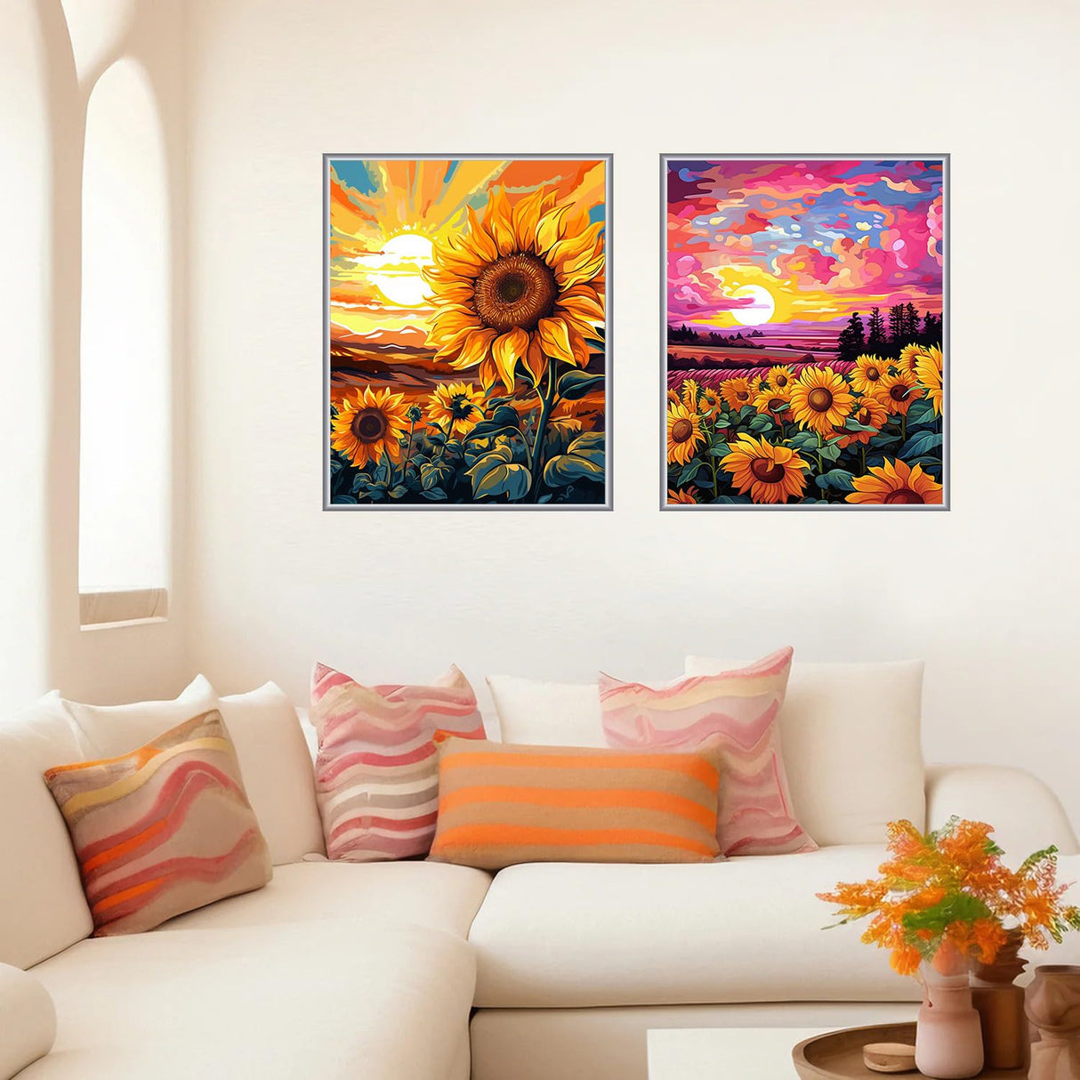 ZXQL 2 Pack Sunflower Paint by Numbers Kit for Adults Beginners, 16" W x 20 L Paint by Numbers for Adults Rolled up Canvas for Painting Home Decor Creative Wall Art with Nice Gift Box ZXQL