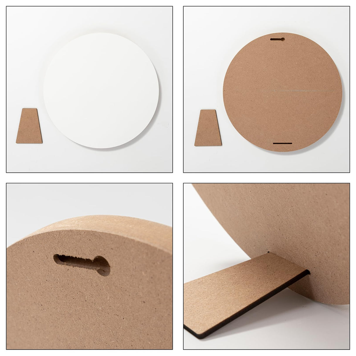 PYD Life 4 Pack Sublimation Photo Frame Home Decor Blanks 10" x 10" Round 0.6 Inch Thickness MDF Hardboard White Wall Hanging with Stand for Heat Press Machine Heat Transfer PYD Life