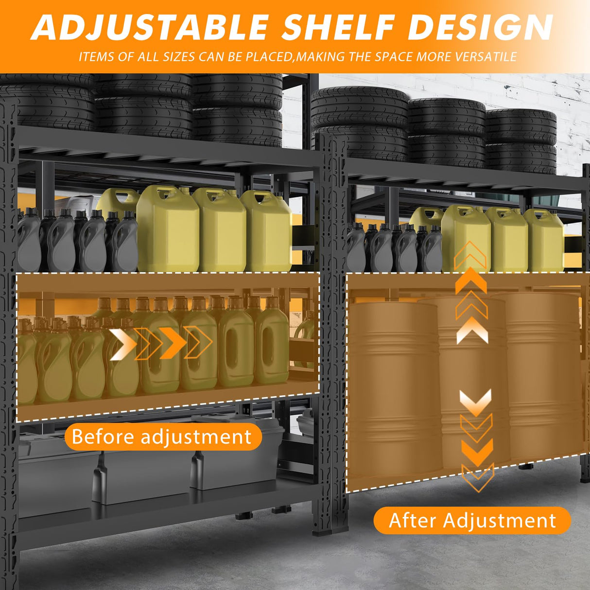 5000lbs Load Capacity,Heavy Duty 4-Tier Steel Shelving Unit, Adjustable Industrial Storage Rack for Garage Warehouse (Black, W78.74*D23.62*H78.74) Generic