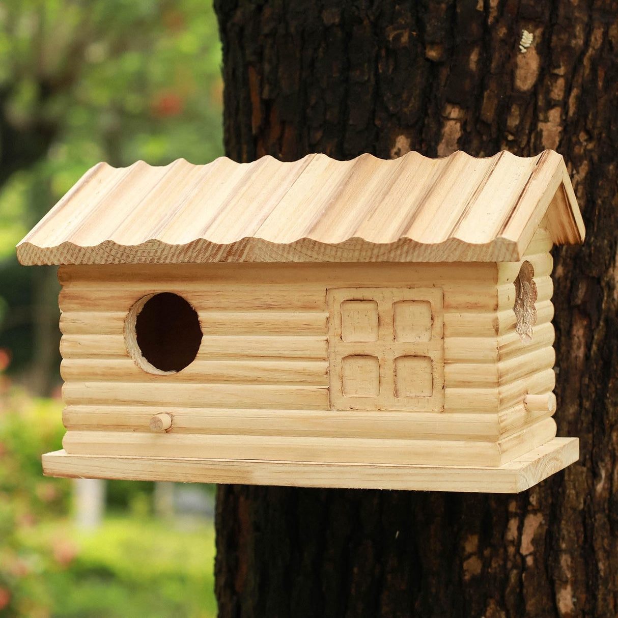 STARSWR Bird House Outdoor Bluebird House for Outside Clearance, Hanging Bird Houses,Cardinals Unfinished Wooden Bird Nesting Box STARSWR