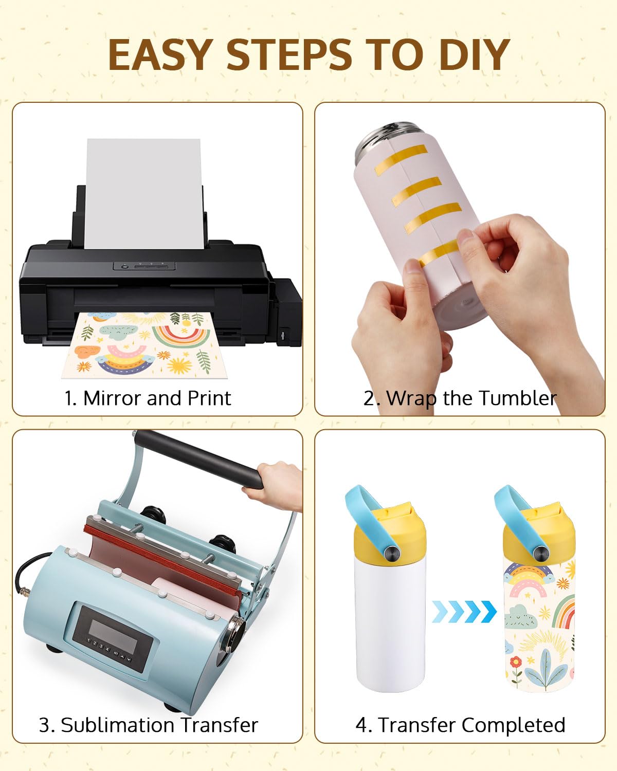 OFFNOVA 12oz Kids Sublimation Tumbler, 4 Pack Stainless Steel Sippy Cup Blank, Vacuum Insulated Water Bottle with Leak-Proof Straw Lid OFFNOVA