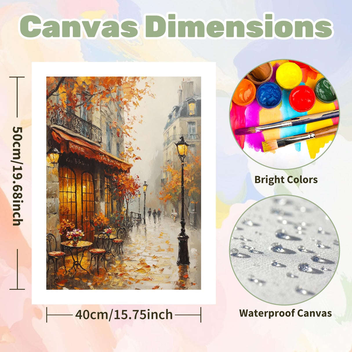 Ceiomez Paint by Number Kits for Adults, Street Paint by Number for Adults, Cafe Adult Paint by Number Kits on Canvas for Home Decor 16x20in Ceiomez