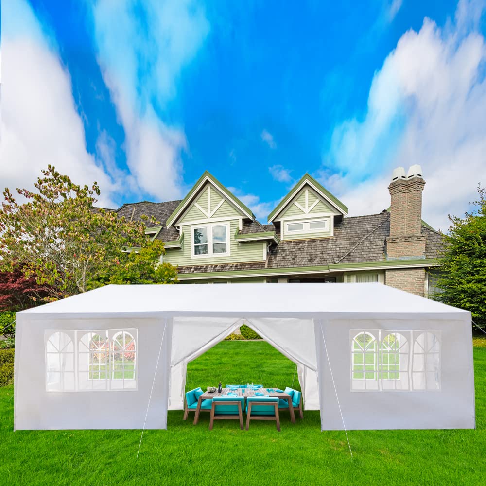10x30 Tents for Parties, Large Party Tent, Outdoor Canopy Tent with 8 Removable Sidewalls and Windows for Wedding, Event, White Backyard Tent for Temporary Event ACLULION