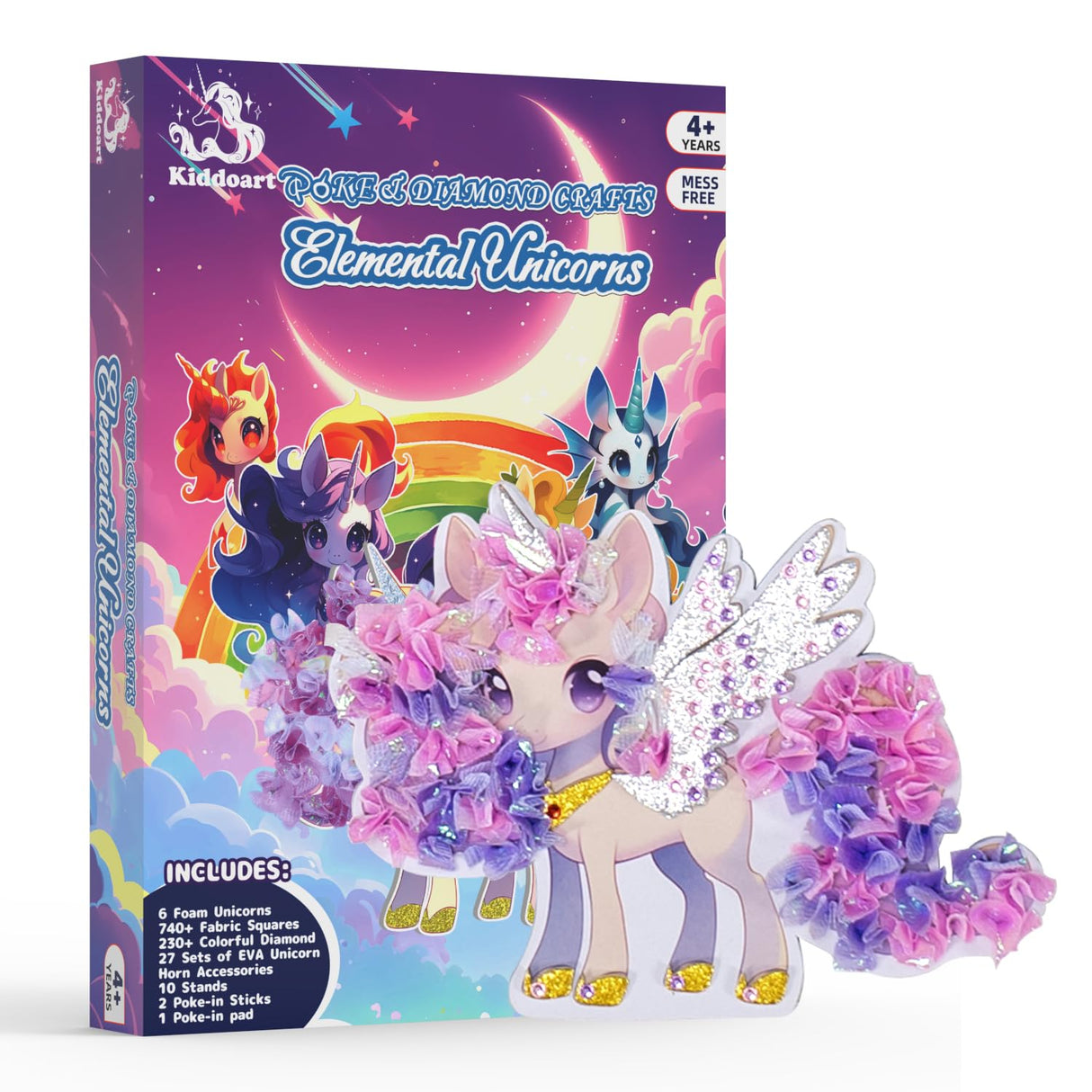 kiddoart Poke Art Magical Unicorn Craft Kit - Mess-Free DIY Creative Activity for Kids, Birthday Gifts for Girls & Boys Ages 4-12, Arts and Crafts Toys with 6 Unicorns & Accessories kiddoart