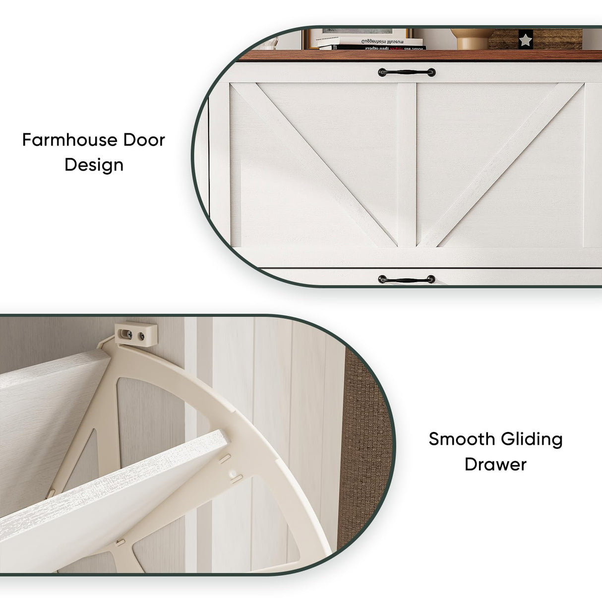 Smart FENDEE Shoe Storage Cabinet with 2 Flip Drawers, Narrow Entryway Organizer, Farmhouse Style with Wooden Feet, Slim Shoe Rack, White Smart FENDEE