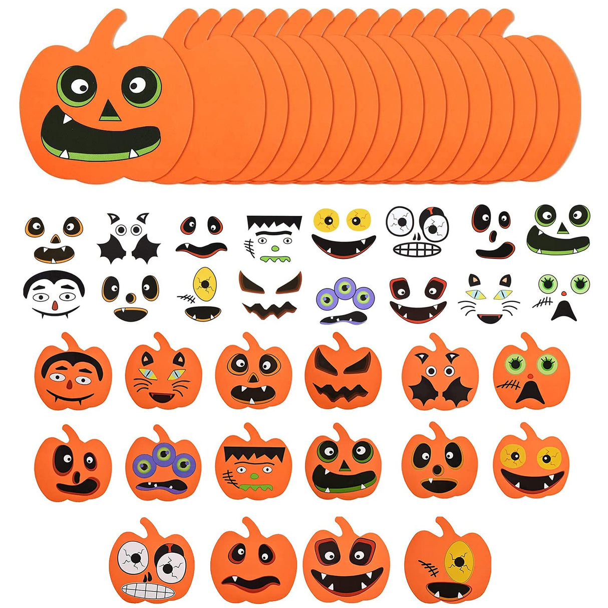 32 PCS Halloween Foam Pumpkin Craft Kit and Pumpkin Stickers for Halloween Kids DIY Craft Party Trick or Treat Party Favors Decorations (Cute Pumpkin) Taocco