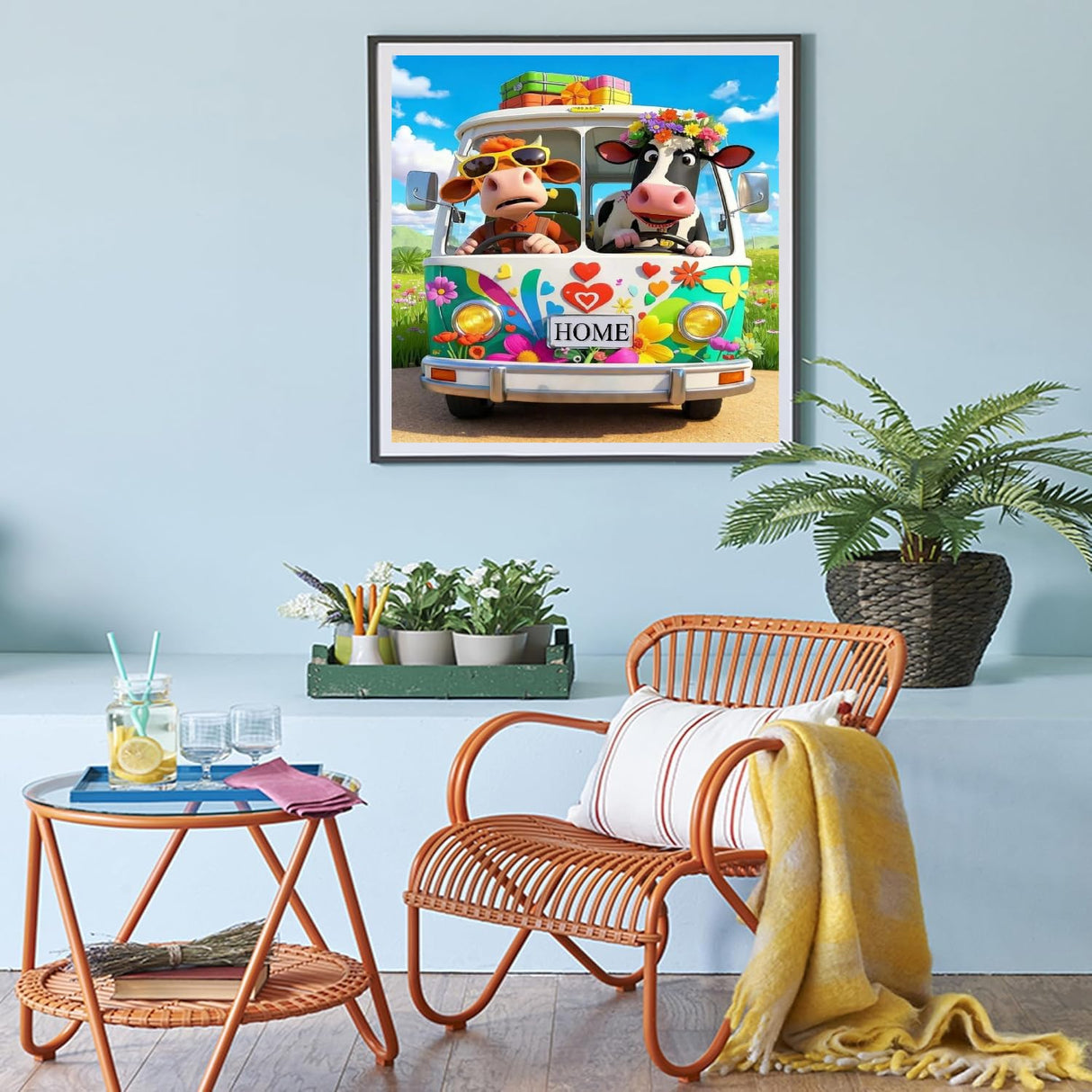 CEUHROG Cow Diamond Art Kits for Adults,DIY Car Diamond Painting Kits Round Diamond Dots for Adult,5D Full Drill Painting Kit Art and Crafts for Adults Home Wall Decor 13.7 X 13.7inch CEUHROG