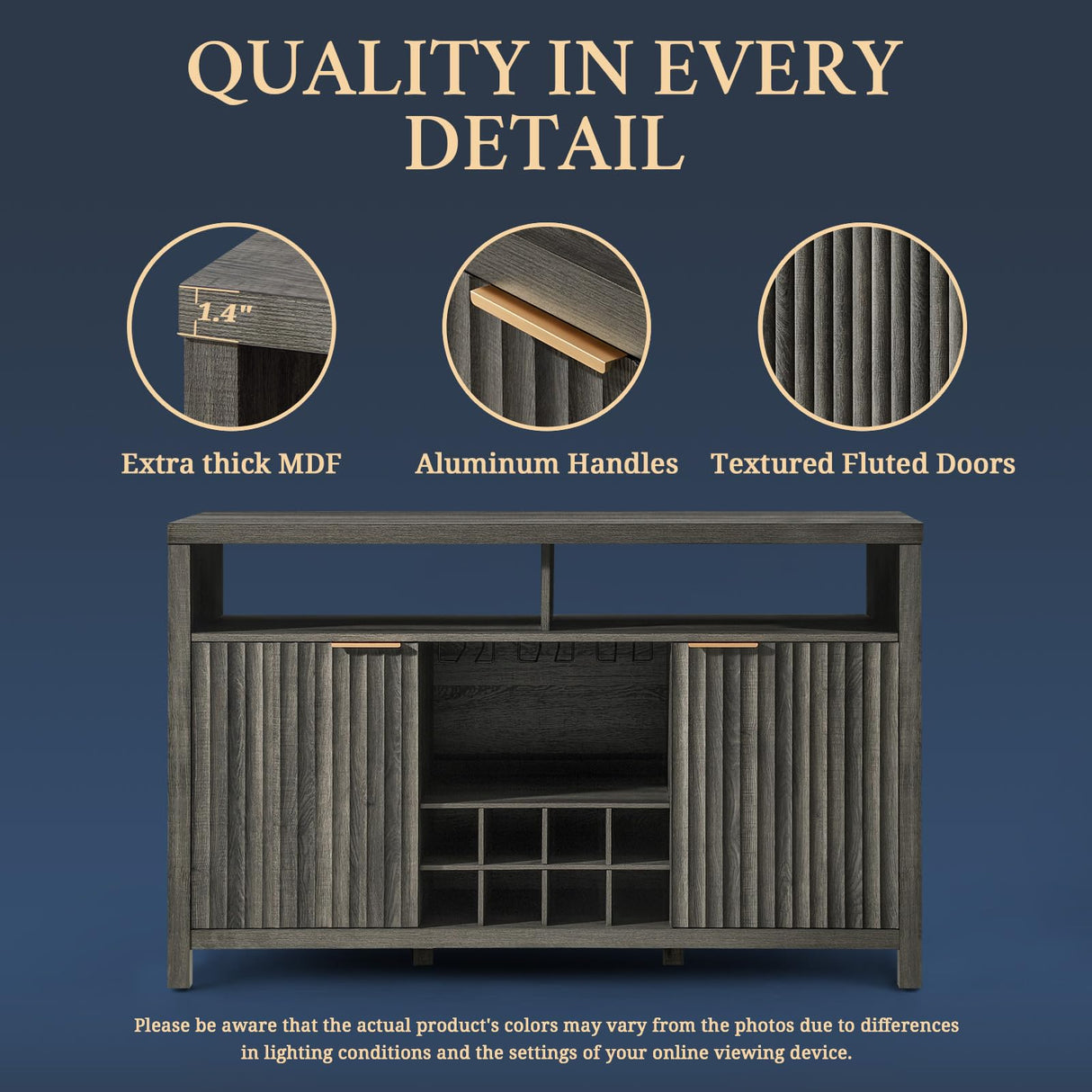 Oxford Wine Bar Cabinets with Storage - 51" Sideboard Buffet Cabinet for Home, 32.8" Tall Liquor Bar Cabinet for Kitchen (Midnight Oak) OAKHAM HOME