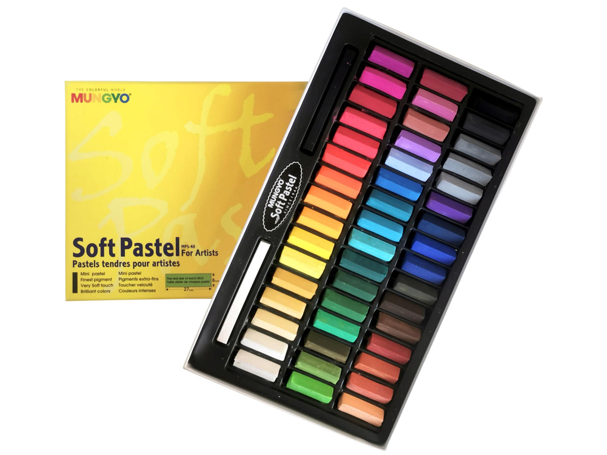MUNGYO Soft Pastel Set β 48 Colors Renewed Version | Square Pastels for Artists | Smooth & Blendable Colors MUNGYO