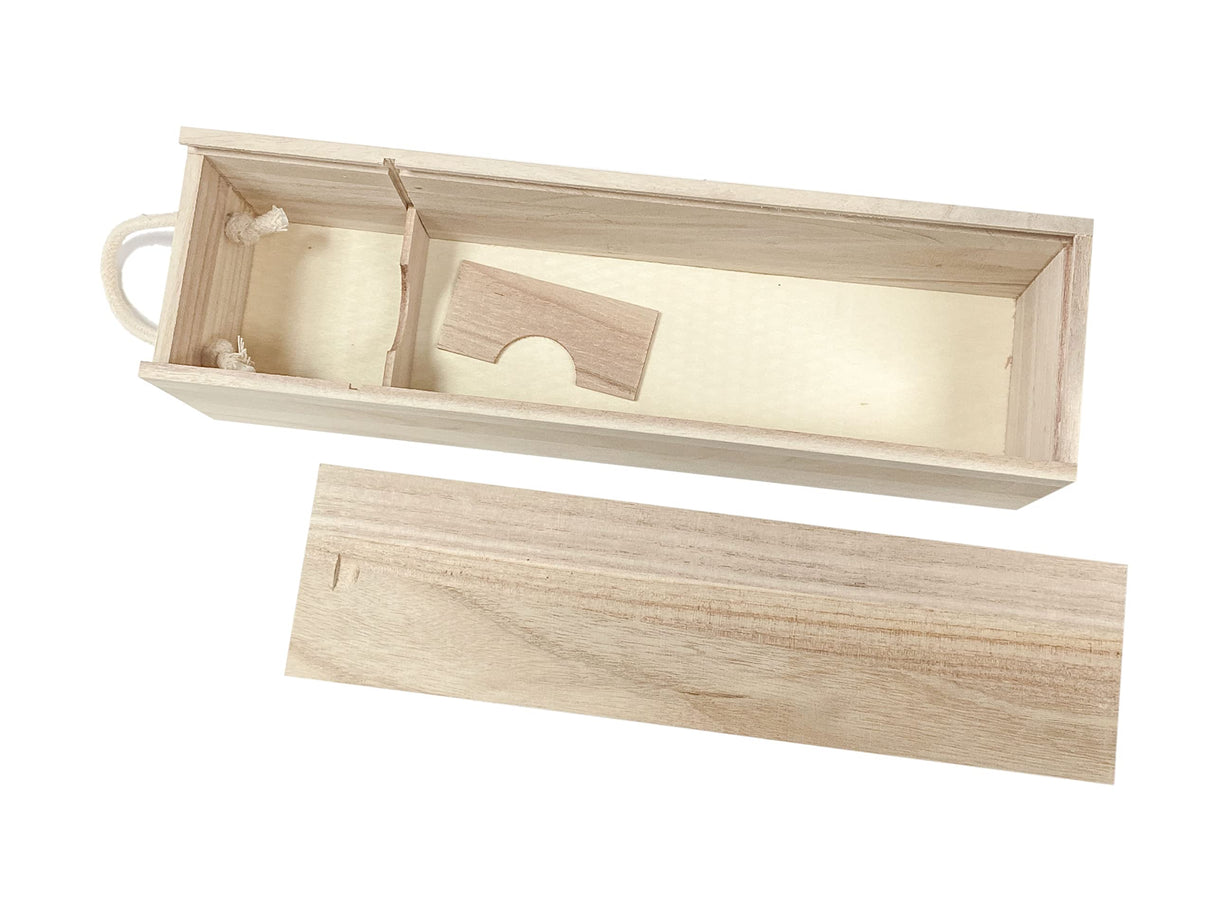 Cregugua 2-Pack Wooden Wine Box Single Bottle Natural Wood Case with Twine Handle for Crafts Gifts Cregugua