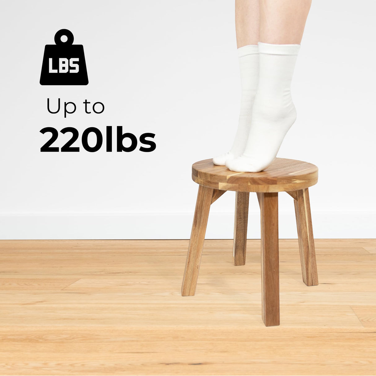 ARROWSTONE Round Stool Acacia Wood, 12" Height, 11" Round Top, Backless, Easy Assembly, Natural Wax Finish, Wooden Stool for Plant, Dining Room, Living Room, Garden, Makeup ARROWSTONE