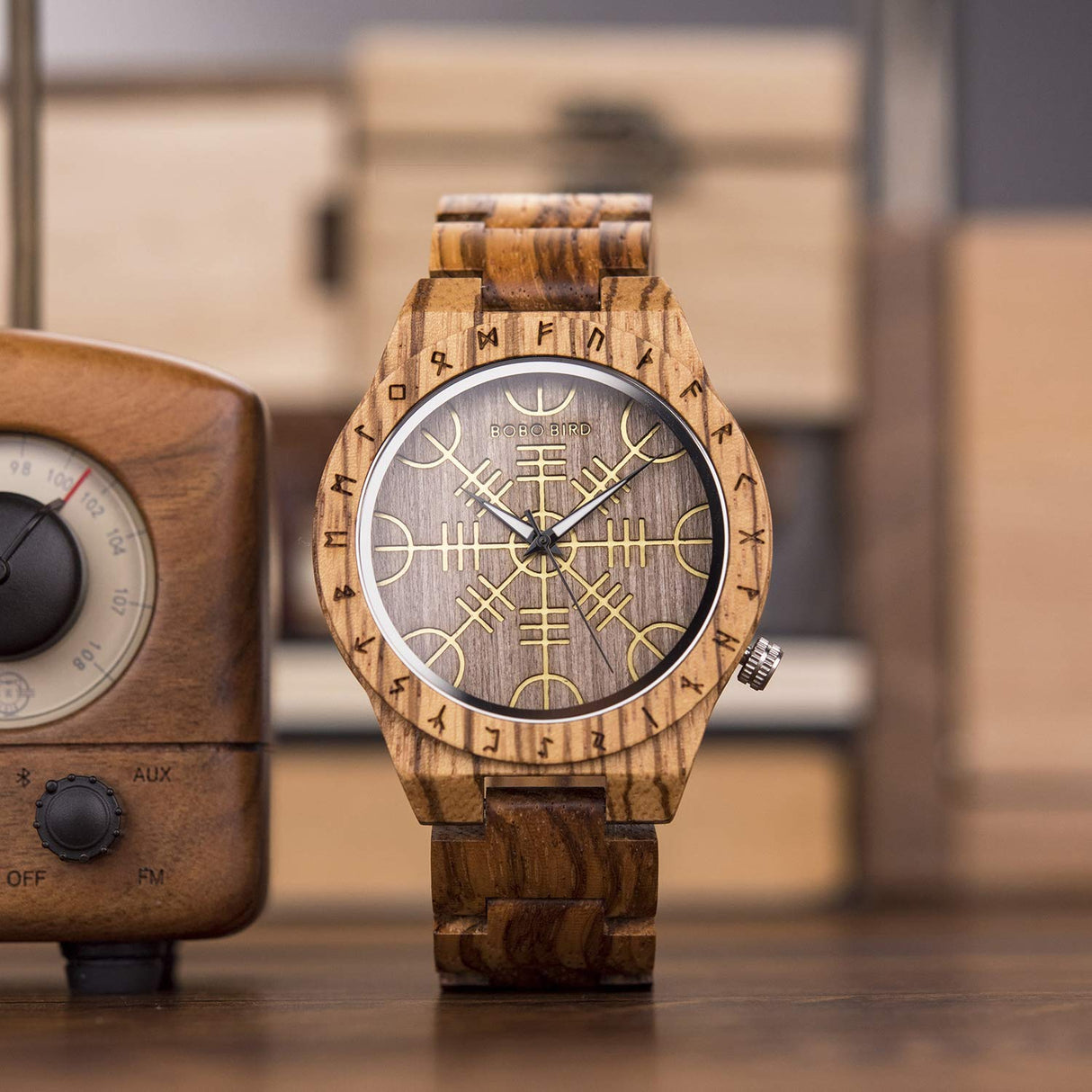 BOBO BIRD Mens Unique Engrave Wood Watches Luxury Stylish Watch Wood Strap with Bamboo Wooden Box BOBO BIRD