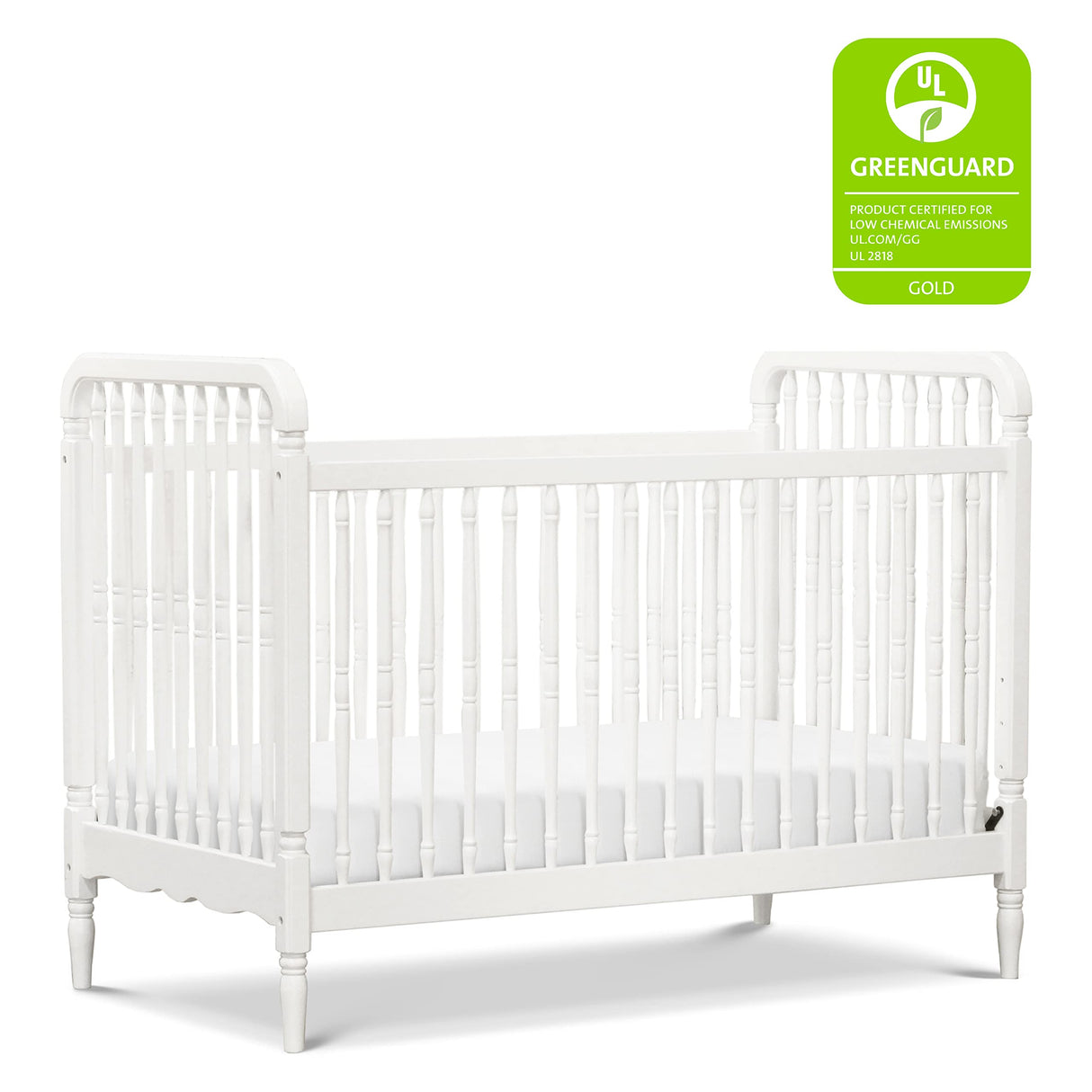 Namesake Liberty 3-in-1 Convertible Spindle Crib with Toddler Bed Conversion Kit in White, Greenguard Gold Certified NAMESAKE
