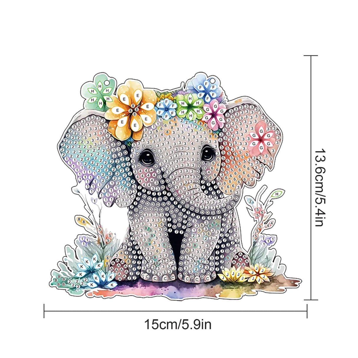 Diamond Art Painting Pendant Kits 5D Diamond Art Painting Art Hanging Kit Animal Elephant DIY Diamond Crystal Window Pendant Kit for Adults Gift Wall Home Decoration AiYuanzsh