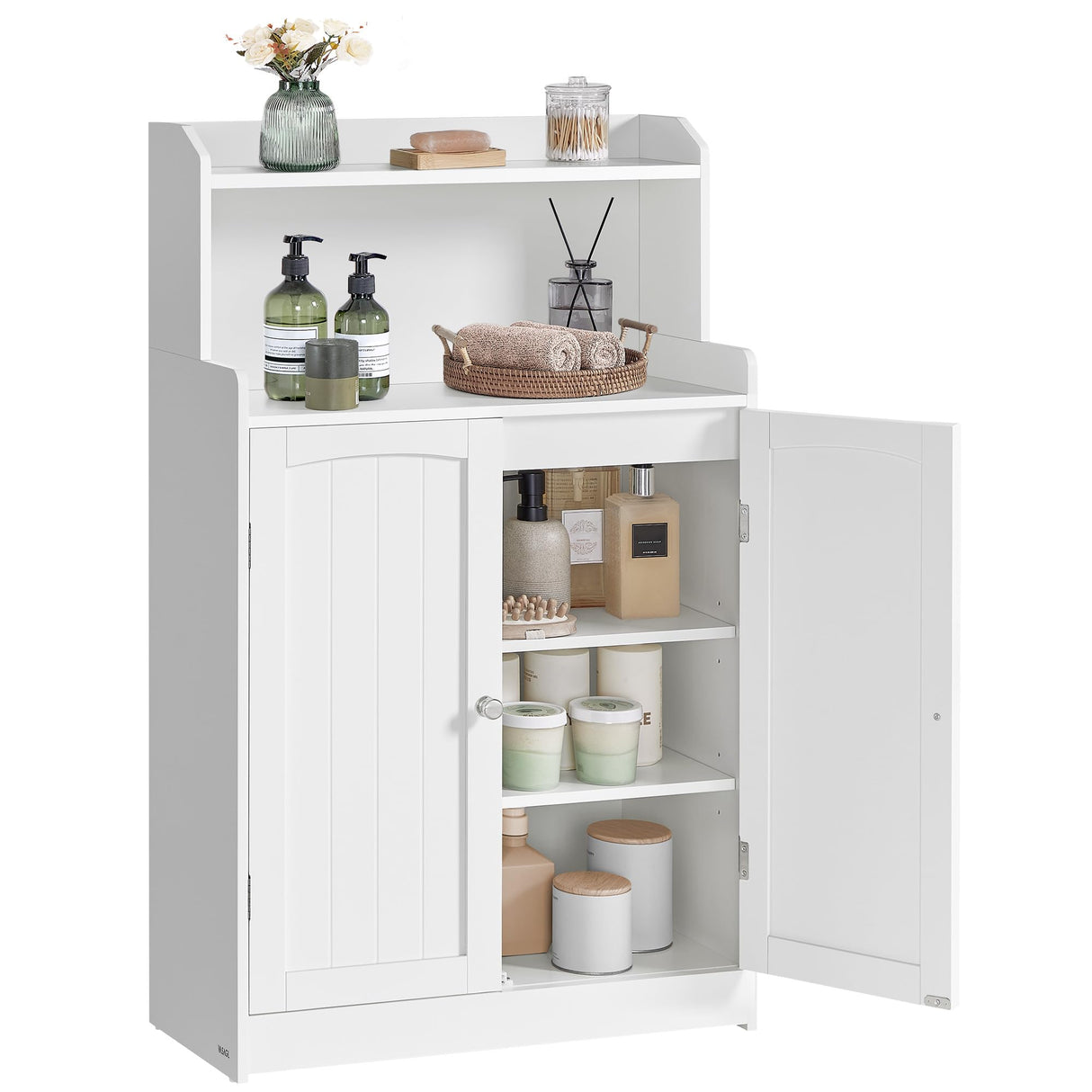 VASAGLE Bathroom Storage Cabinet, Bathroom Floor Cabinet with 2 Doors, 2 Adjustable Shelves, 11.8 x 23.6 x 39.4 Inches, Freestanding, for Dining Room, Kitchen, Living Room, Cloud White UBBC770W01 VASAGLE