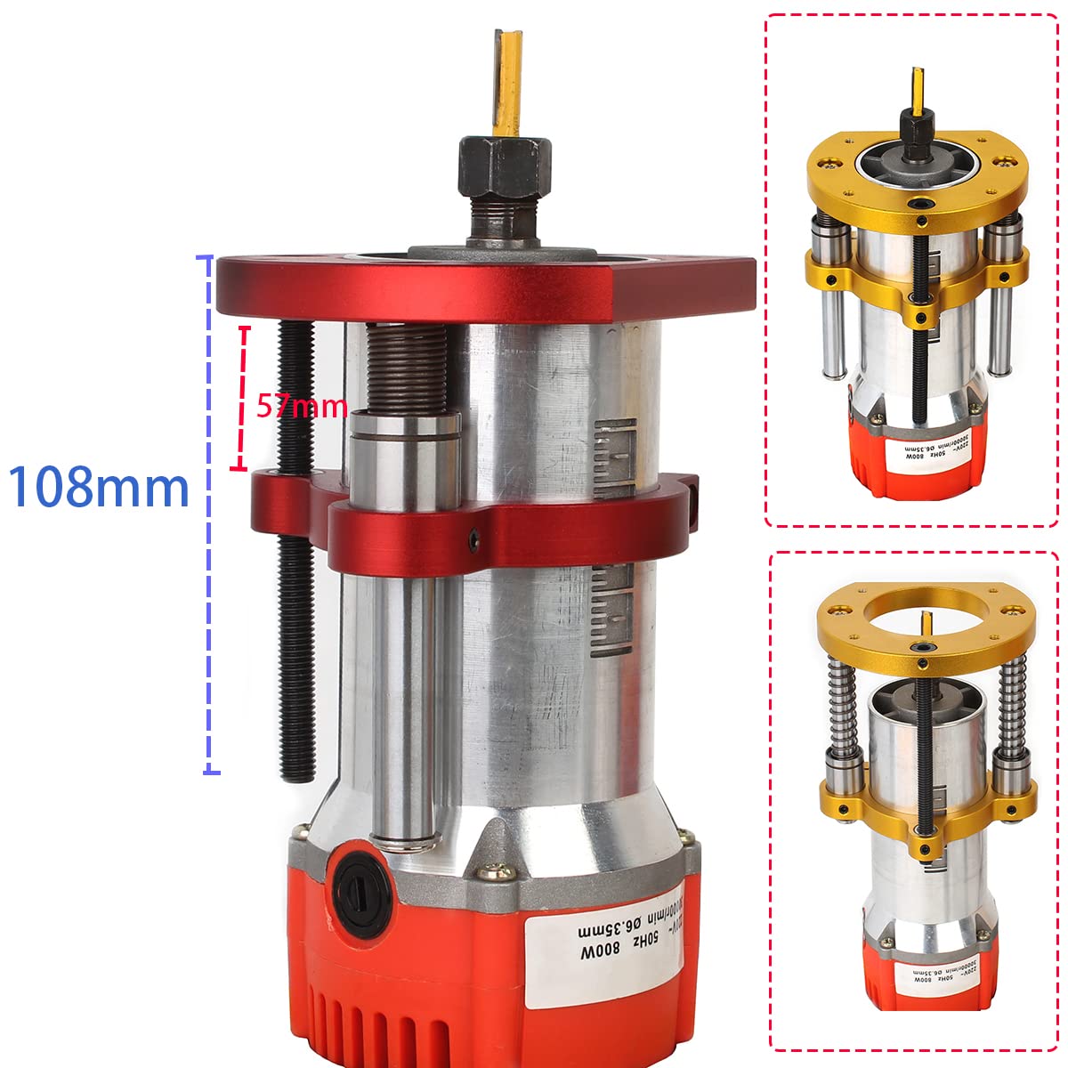 KETIPED Adjustable Router Lift for 65mm Diameter Universal Trimming Machine,Aluminum Under-Table Router Base for Router Table Insert Base Plate with Double Stainless Steel Support Rod,MG-061RED KETIPED
