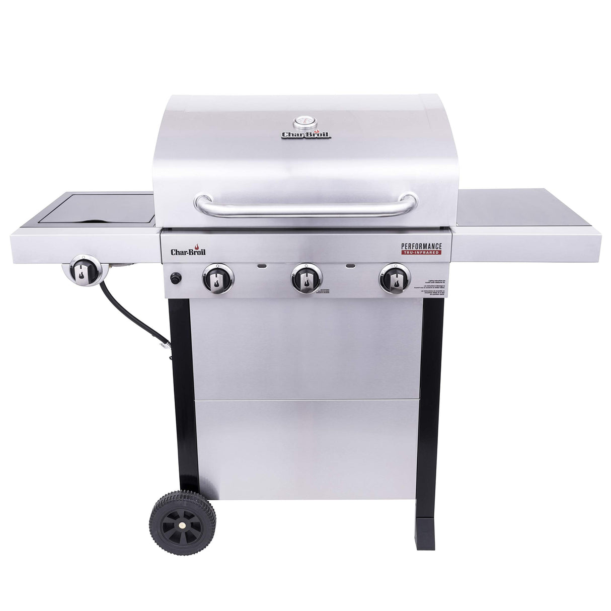 Char-Broil® Performance Series™ TRU-Infrared Cooking Technology 3-Burner with Side Burner Cart Propane Gas Stainless Steel Grill - 463370719 Char-Broil