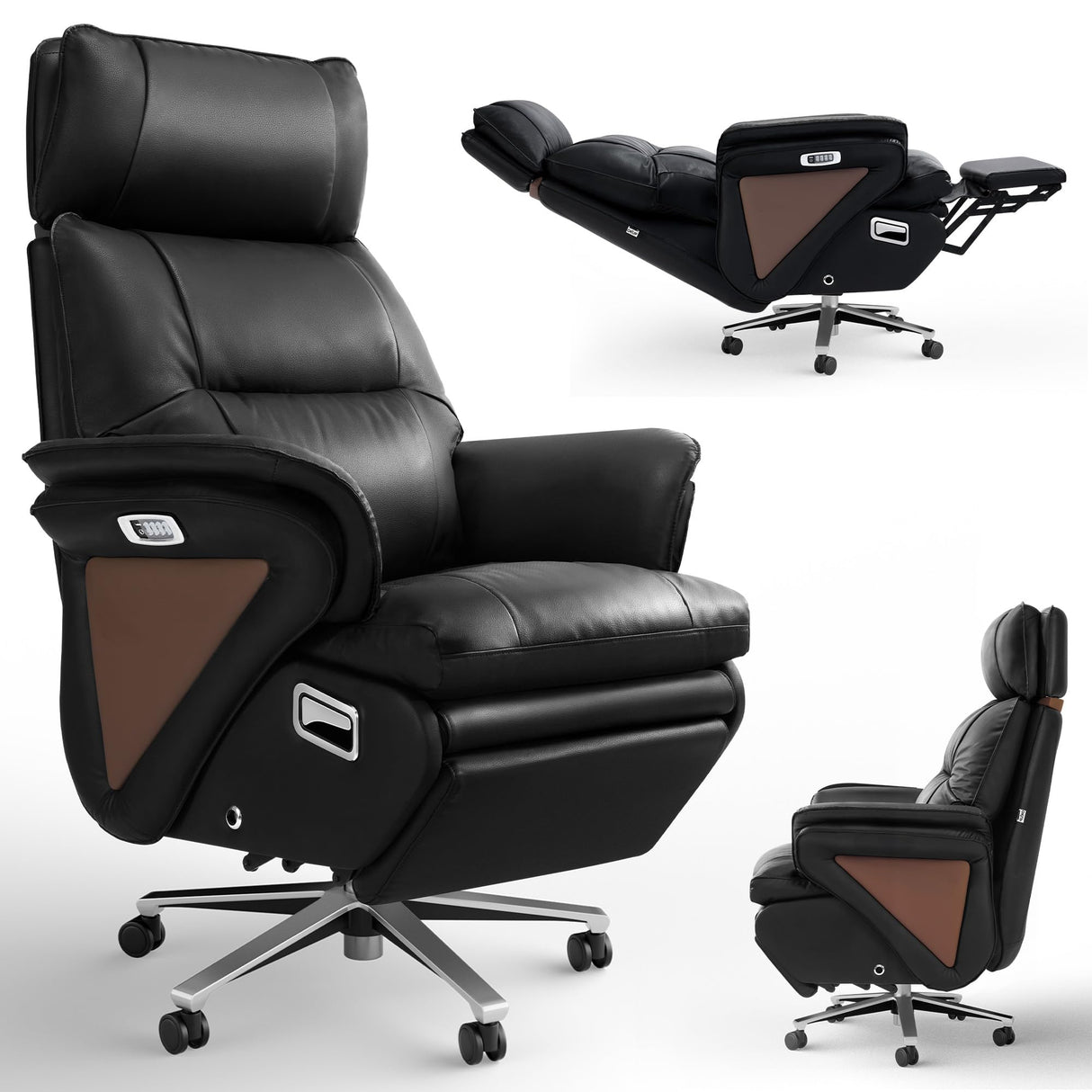 OKUP M78 Dual Motor Electric Executive Office Chair with Heat Massage Ventilation, 180° Lay-Flat Reclining Office Chair with Footrest, Adjustable Headrest, Electric Lumbar Support (Black) OKUP