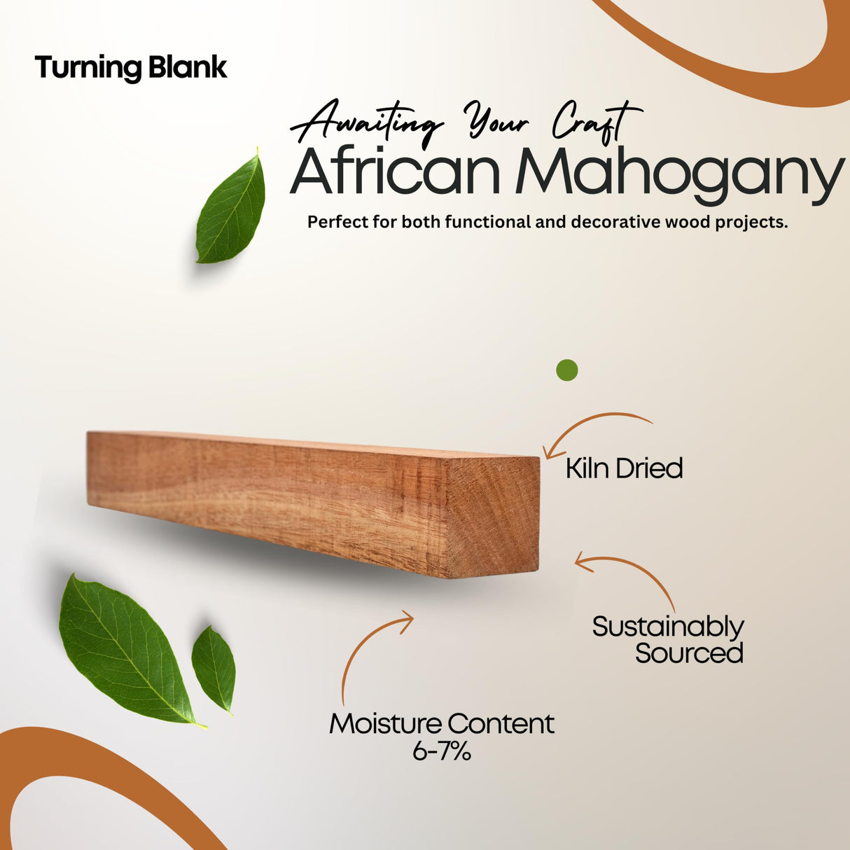 Exotic Wood Zone African Mahogany Turning Blank - Kiln Dried Hardwood for Eco-Friendly Woodworking, Woodturning, Wood Lathe, Sustainable Wood, Woodcraft, DIY Projects (1-1/2" x 1-1/2" x 36") Exotic Wood Zone