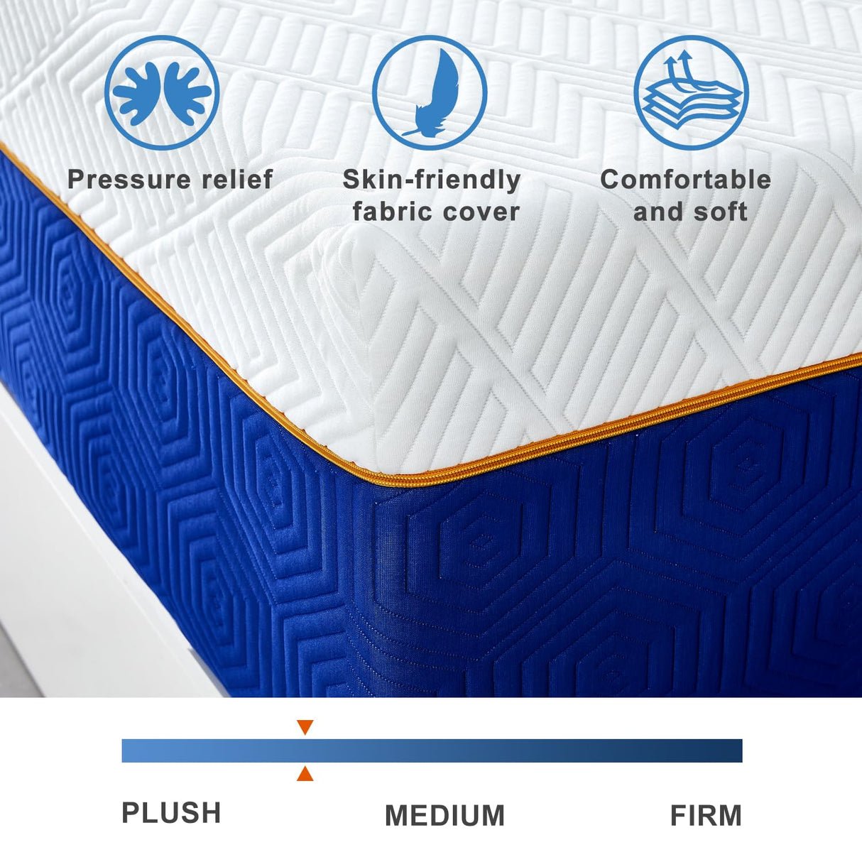 10 Inch Queen Memory Foam Mattress, Cooling Gel Infused Medium Firm Support Mattress for Kids and Adults, Breathable Pressure Relief, Fiberglass Free, 75''L x 54''W, Blue Generic